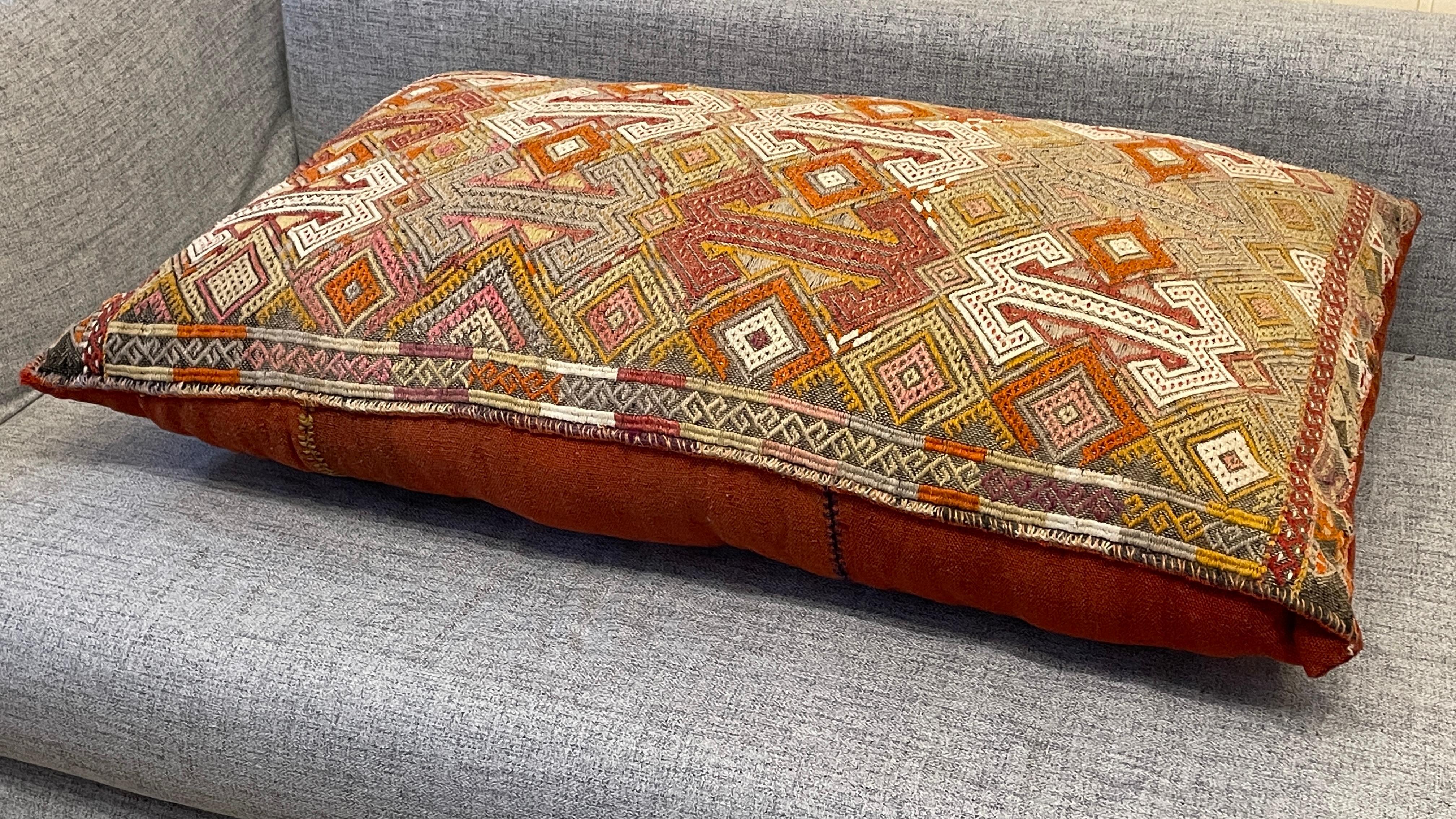 Stunning Large Gypsy Turkish Oriental Salt Bag or Rug Embroidery Pillow 2