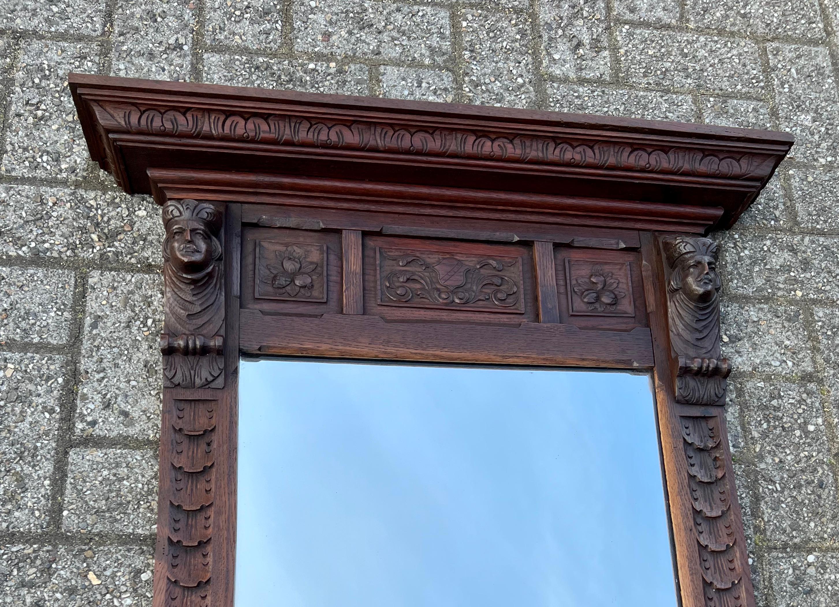 Stunning Large, Hand Carved Dutch Oak Wall Mirror W. Lord Sculptures circa 1880 For Sale 10