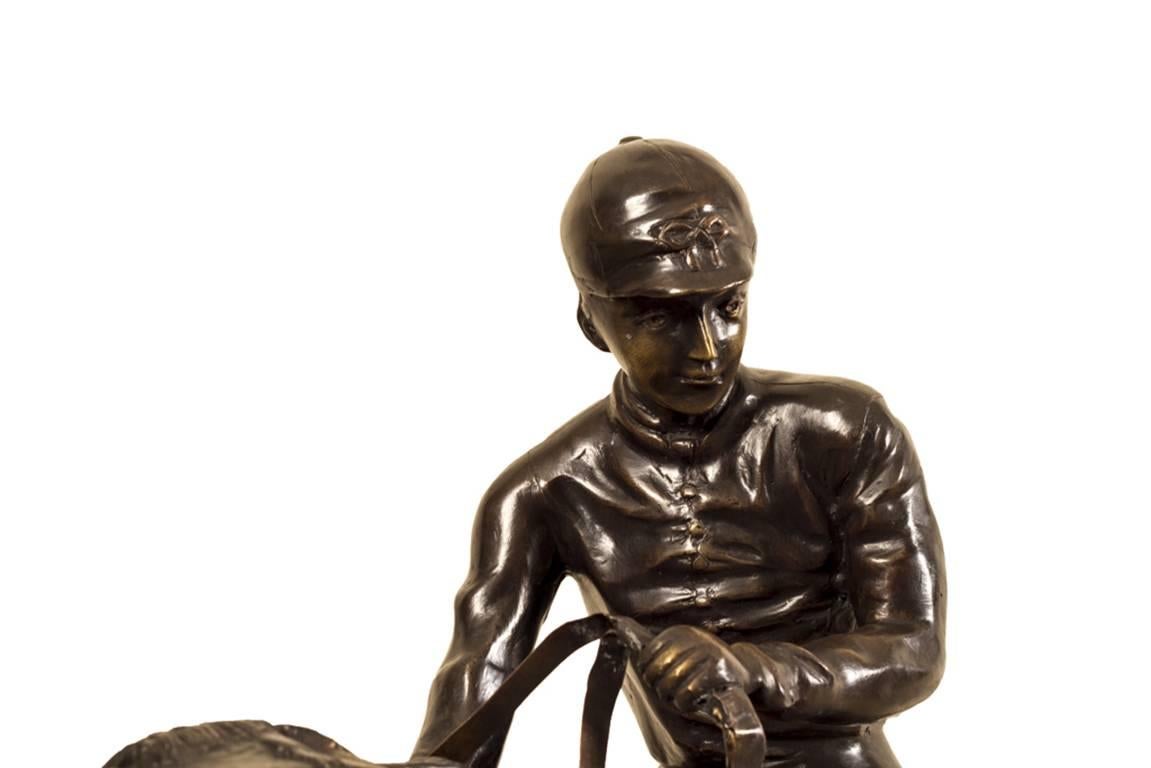 Stunning Large Horse and Jockey Bronze Sculpture, Mene 2