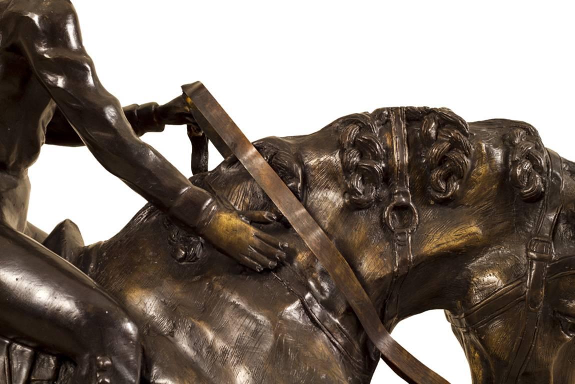 Stunning Large Horse and Jockey Bronze Sculpture, Mene 7