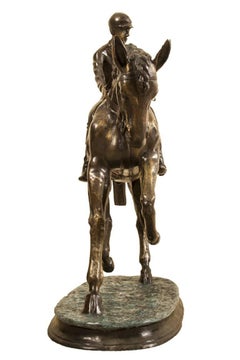 Stunning Large Horse and Jockey Bronze Sculpture, Mene