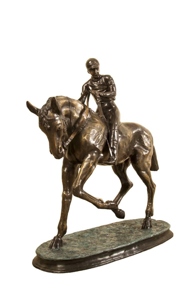 Stunning Large Horse and Jockey Bronze Sculpture, Mene In Excellent Condition In London, GB