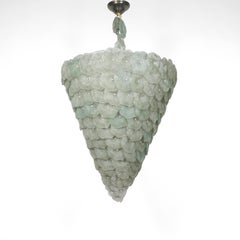 Stunning Large Italian 1960s 1970s Murano Glass Flowers Basket Light Candelier