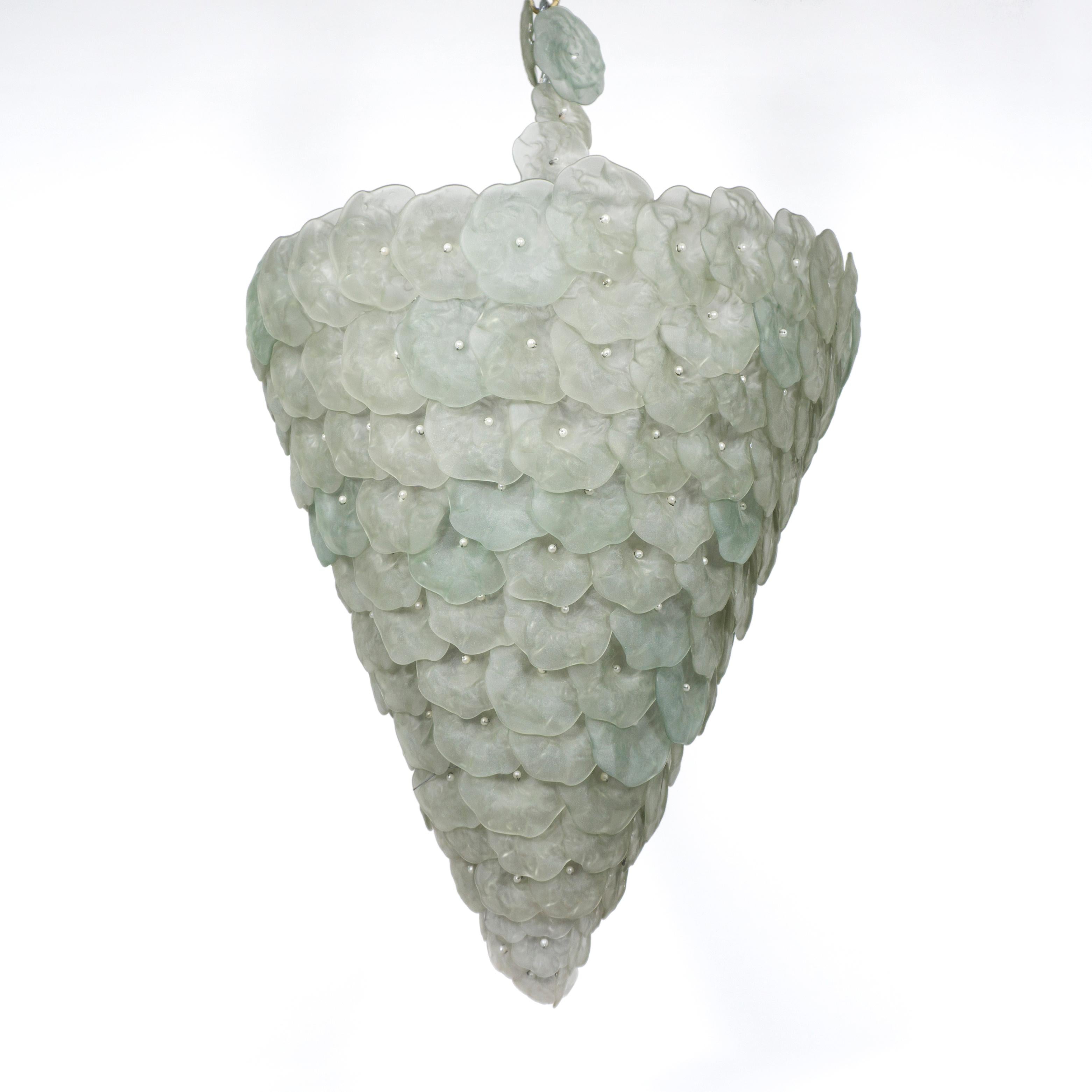 Mid-Century Modern Stunning Large Italian 1960s 1970s Murano Glass Flowers Basket Light Candelier For Sale