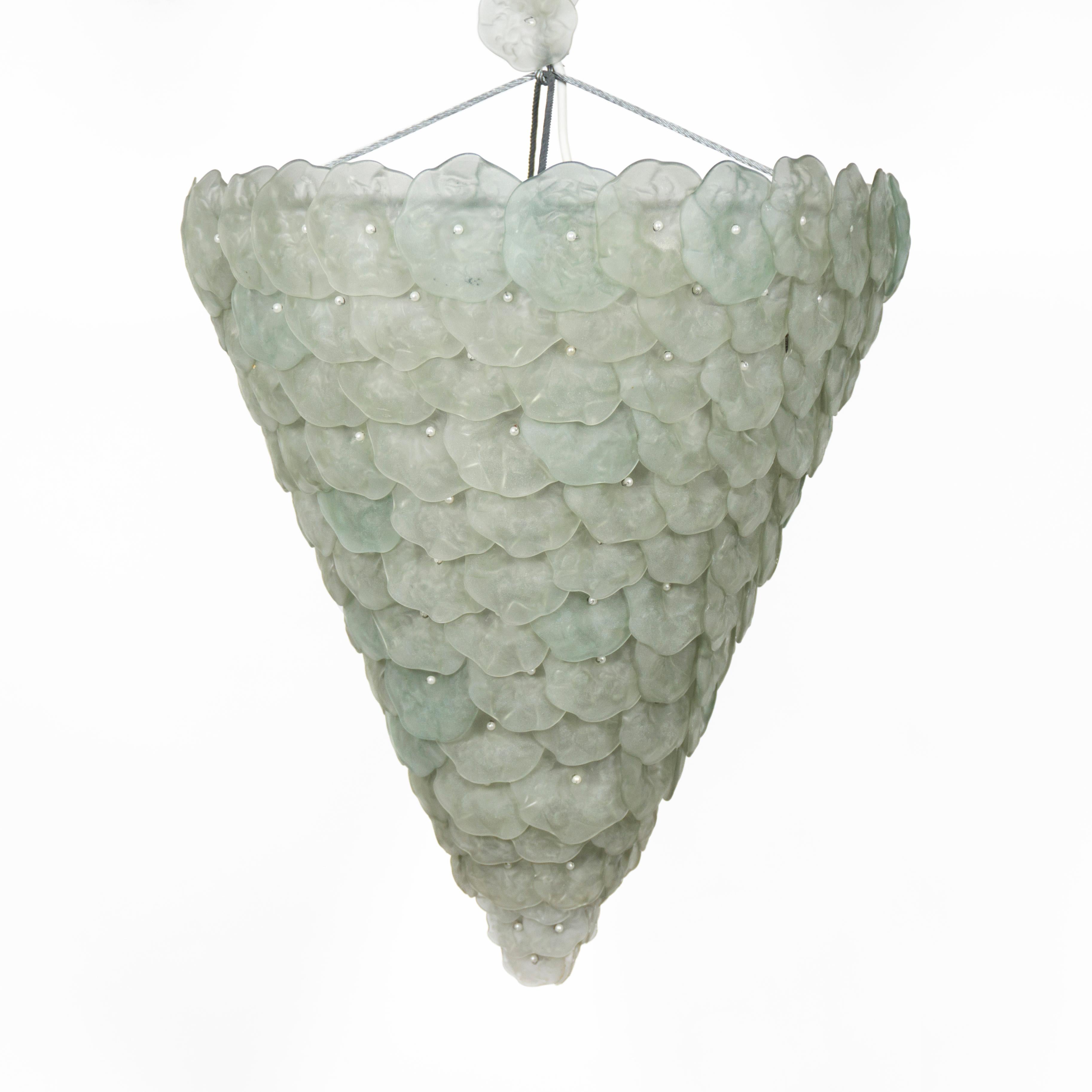20th Century Stunning Large Italian 1960s 1970s Murano Glass Flowers Basket Light Candelier For Sale