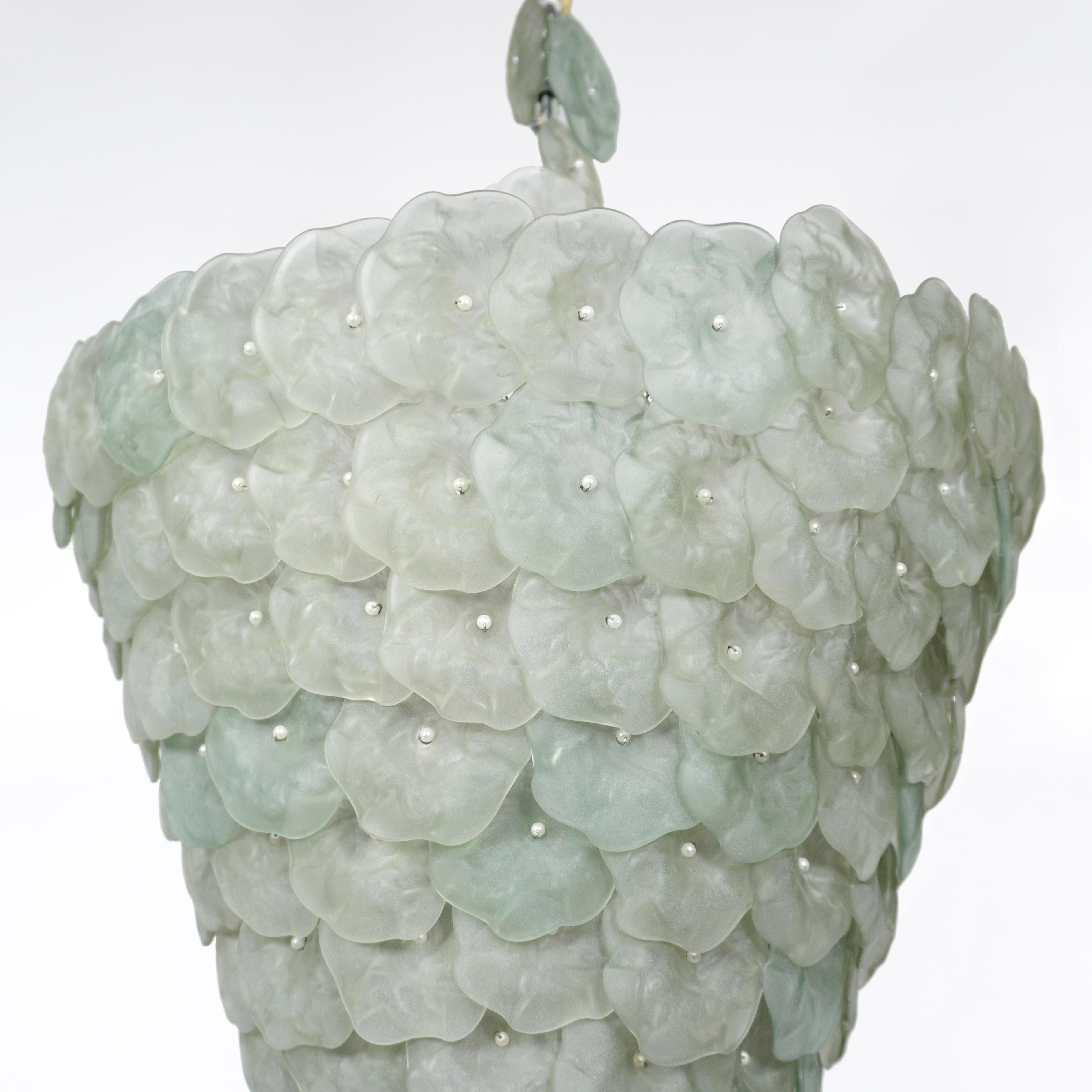 Stunning Large Italian 1960s 1970s Murano Glass Flowers Basket Light Candelier For Sale 1