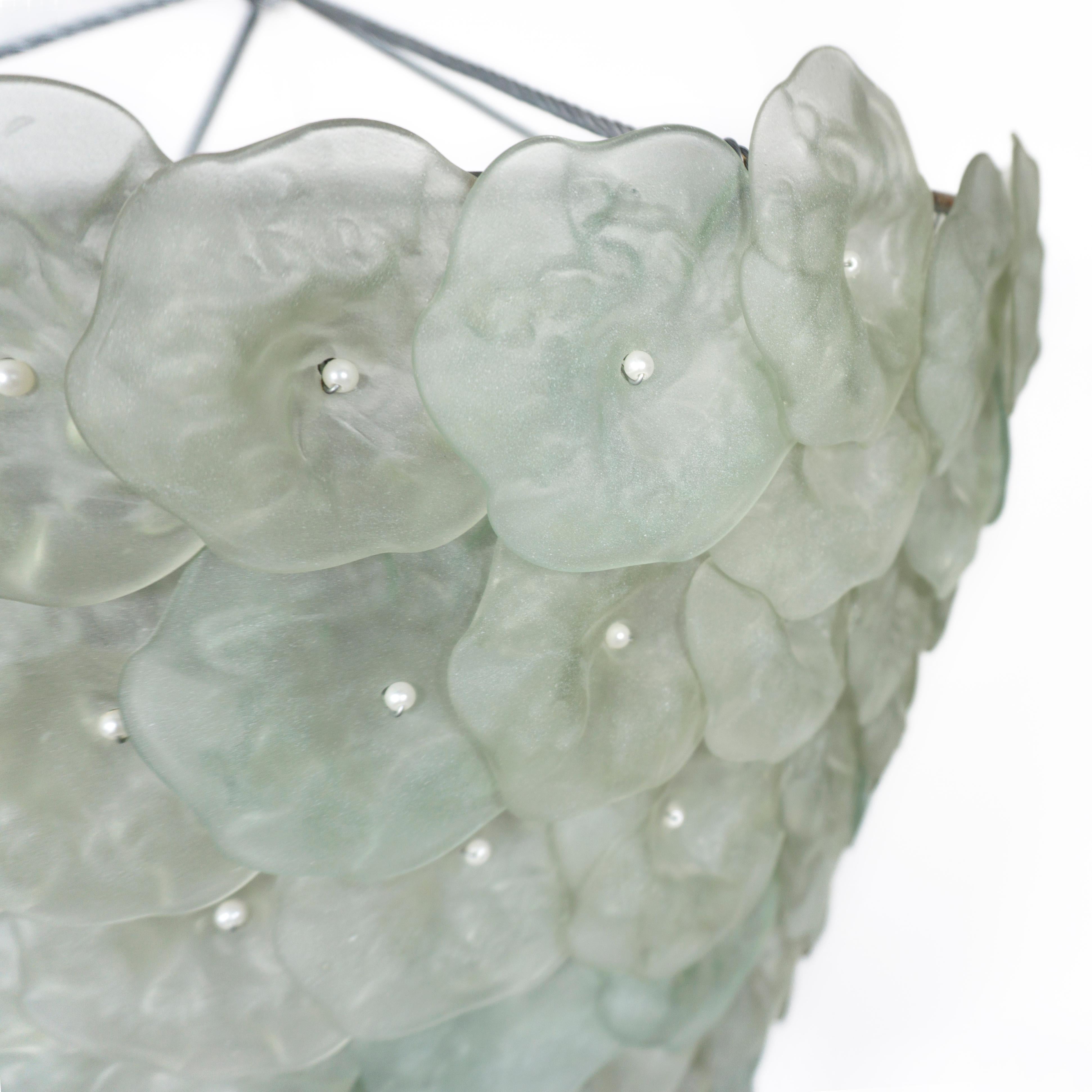 Stunning Large Italian 1960s 1970s Murano Glass Flowers Basket Light Candelier For Sale 2