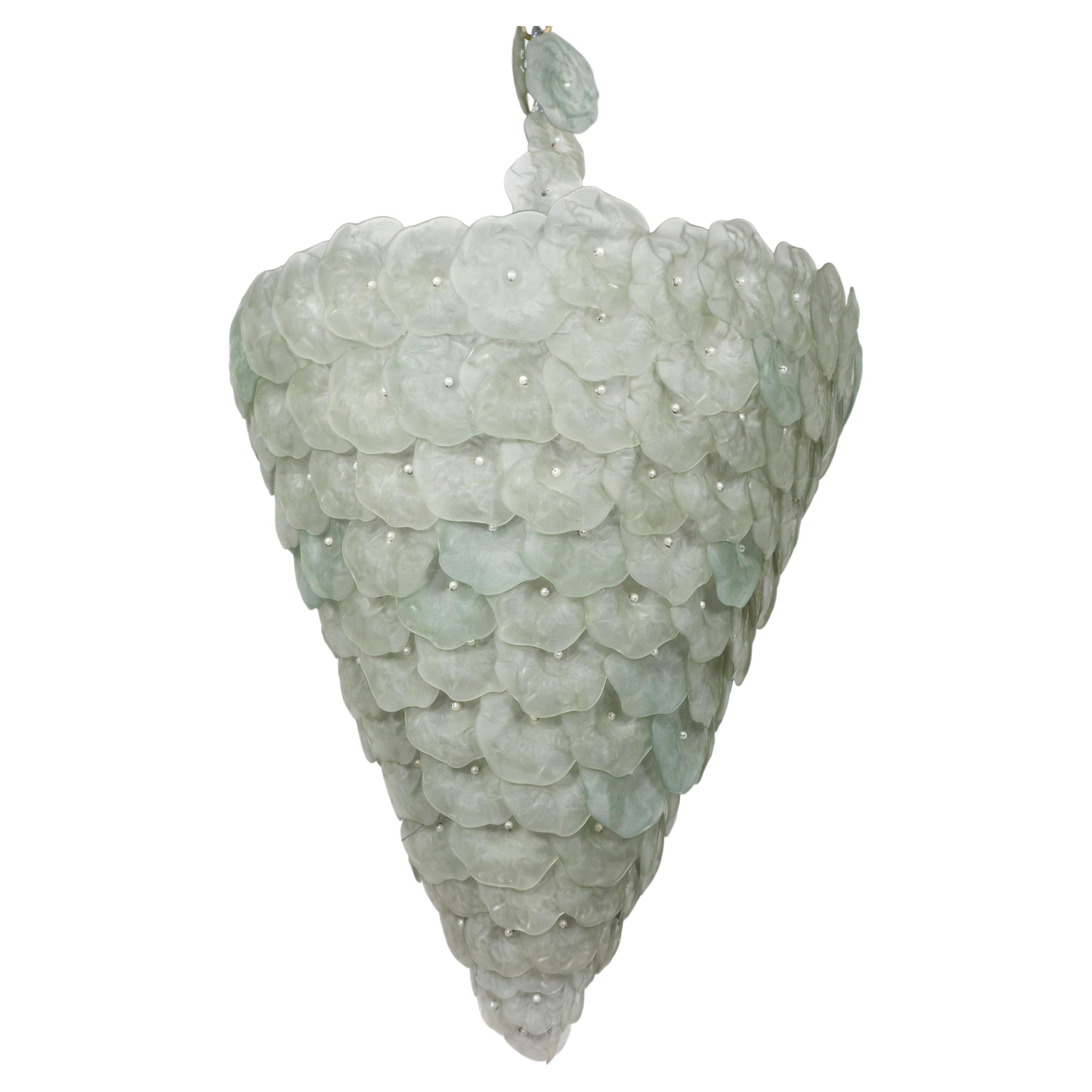 Stunning Large Italian 1960s 1970s Murano Glass Flowers Basket Light Candelier For Sale