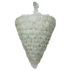 Stunning Large Italian 1960s 1970s Murano Glass Flowers Basket Light Candelier