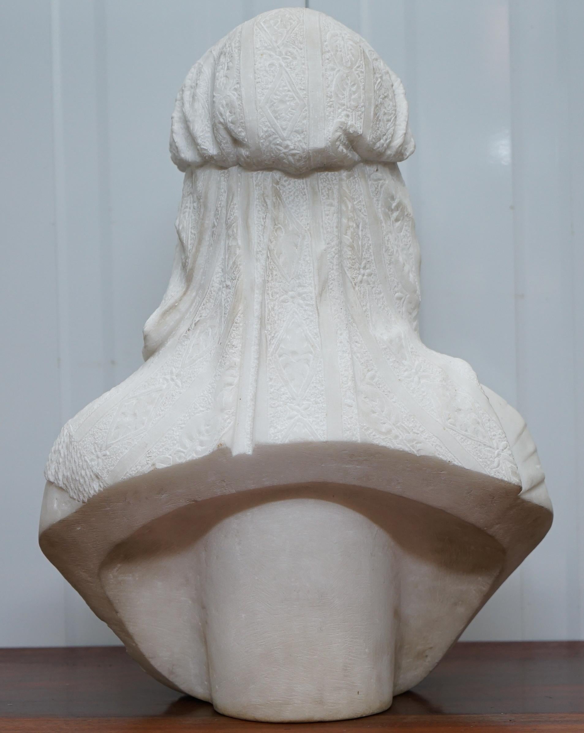 Stunning Large Italian 19th Century White Marble Bust of a Maiden Classic Pose 10