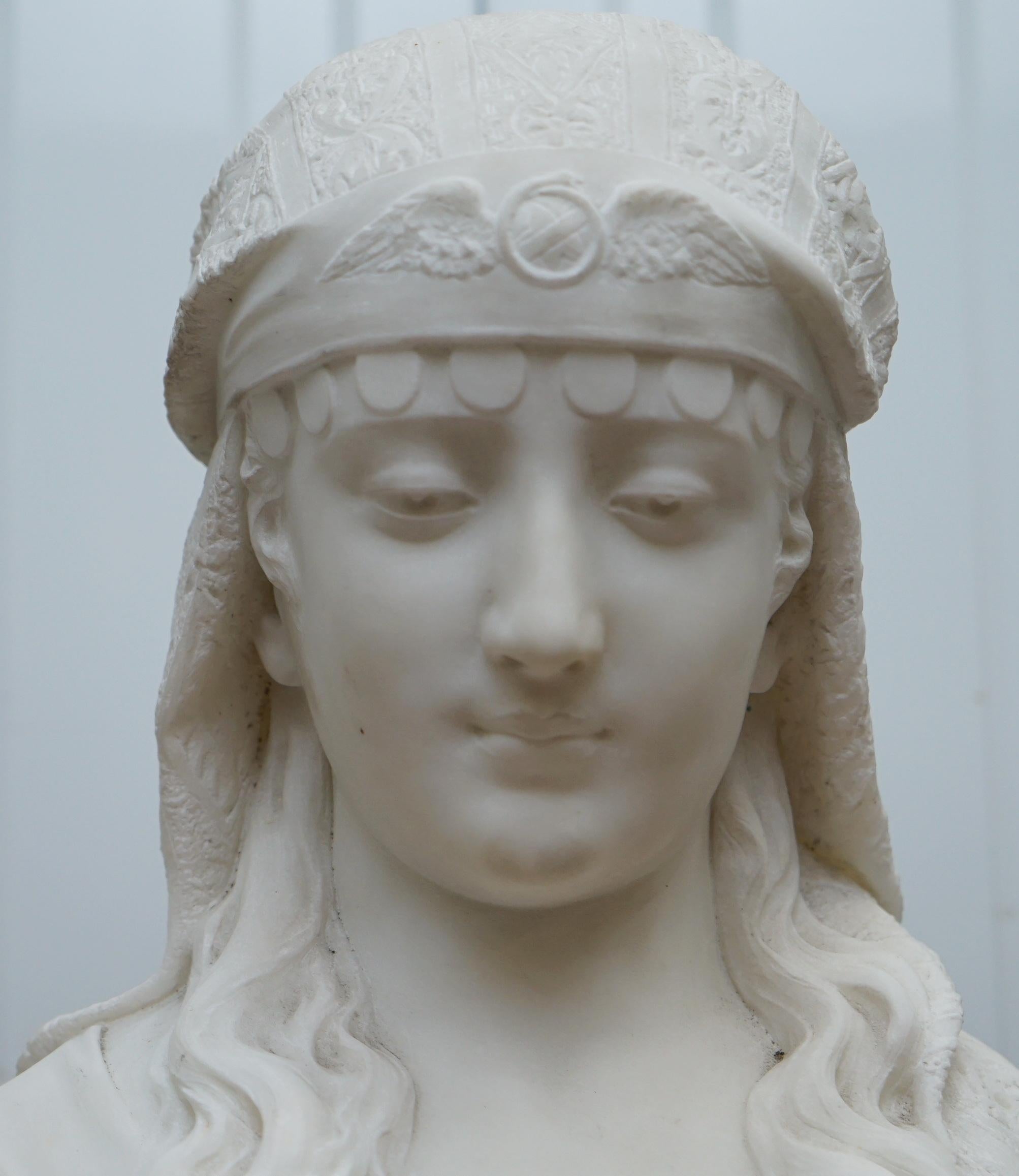 Stunning Large Italian 19th Century White Marble Bust of a Maiden Classic Pose 1