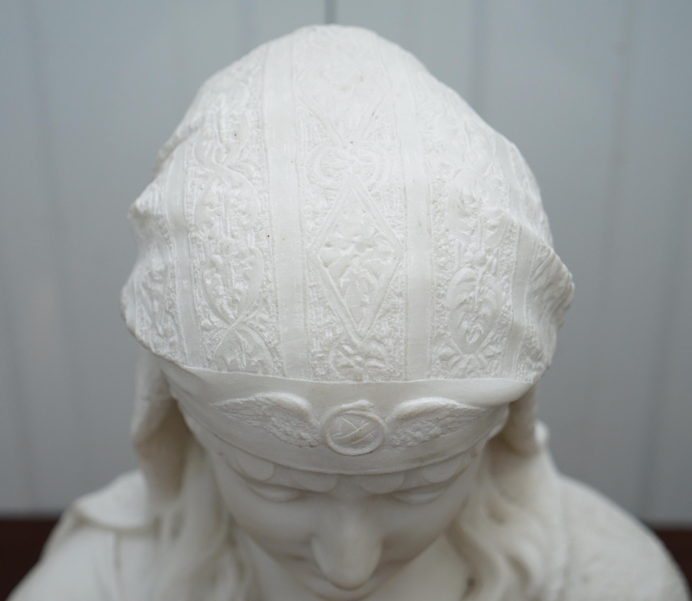 Stunning Large Italian 19th Century White Marble Bust of a Maiden Classic Pose 5