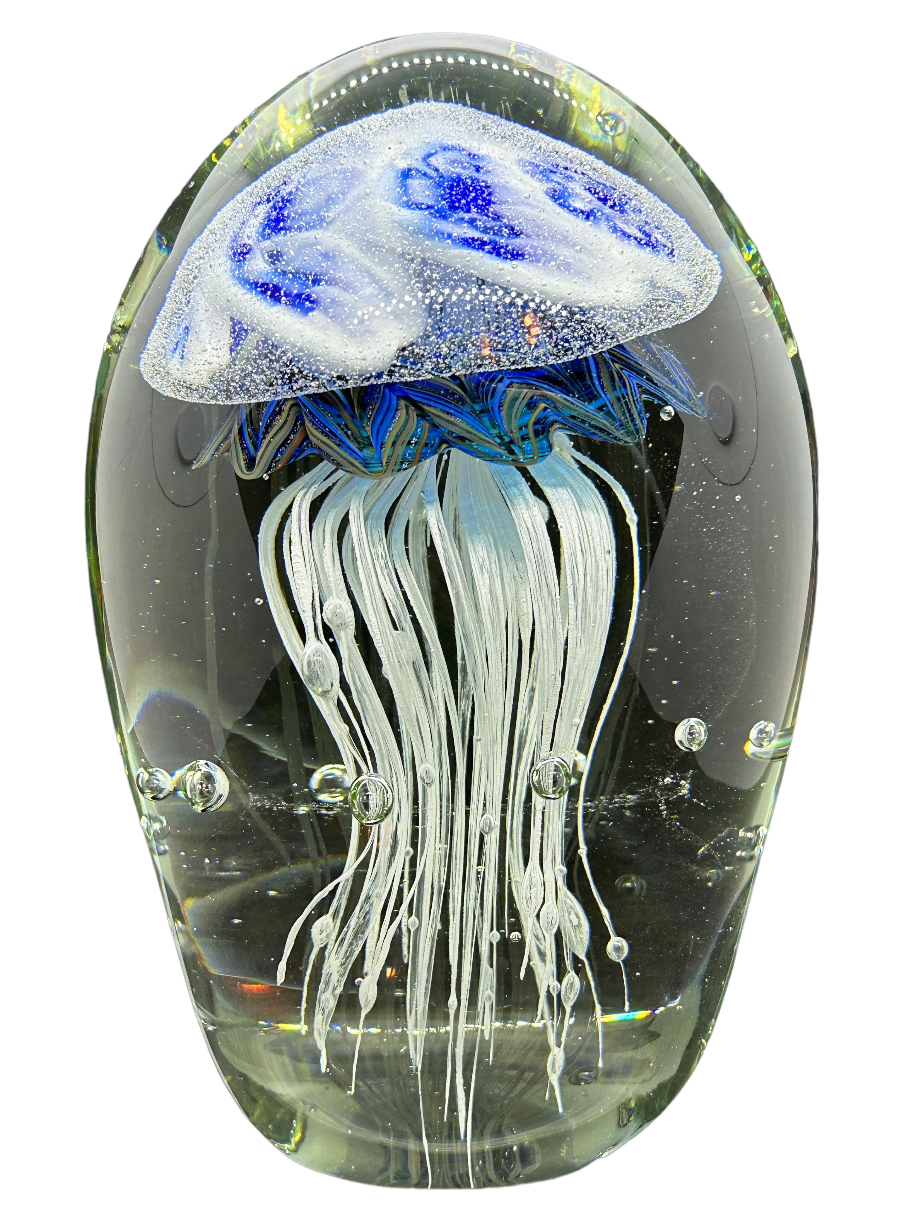 Modern Stunning Large Jelly Fish Murano Italian Art Glass Aquarium Rare Showpiece