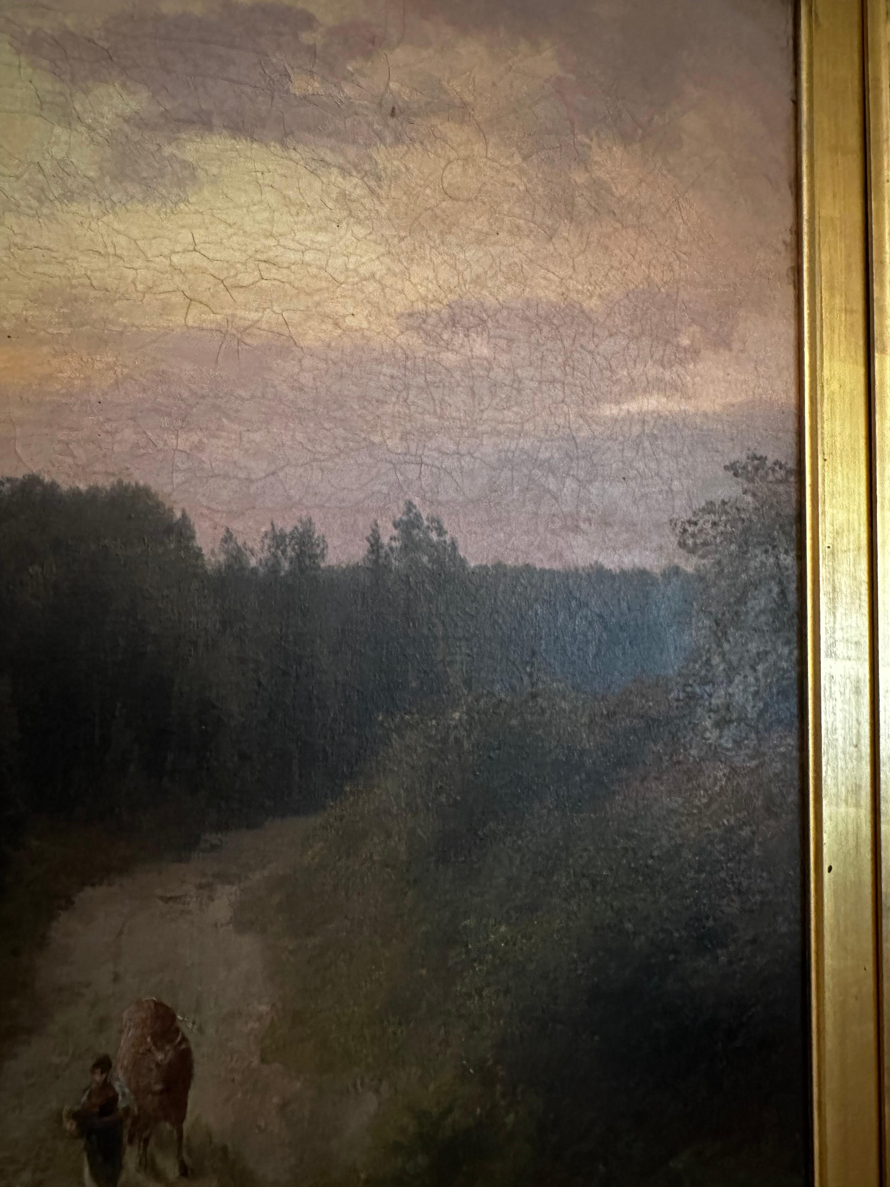Impresionante gran pintura de paisaje de Hermann Ottomar Herzog en Bueno estado para la venta en Hopewell, NJ