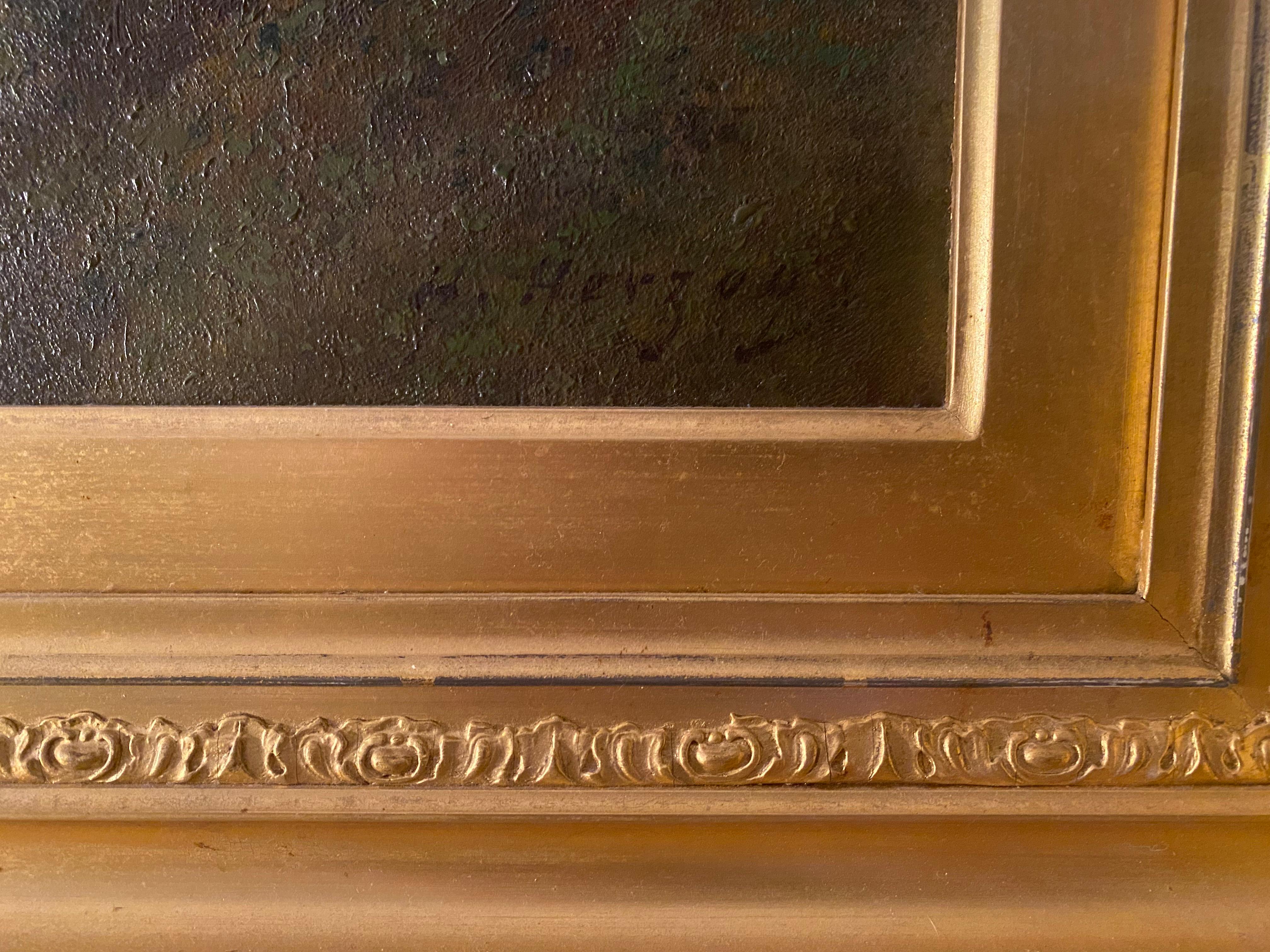 Impresionante gran pintura de paisaje de Hermann Ottomar Herzog siglo XIX en venta