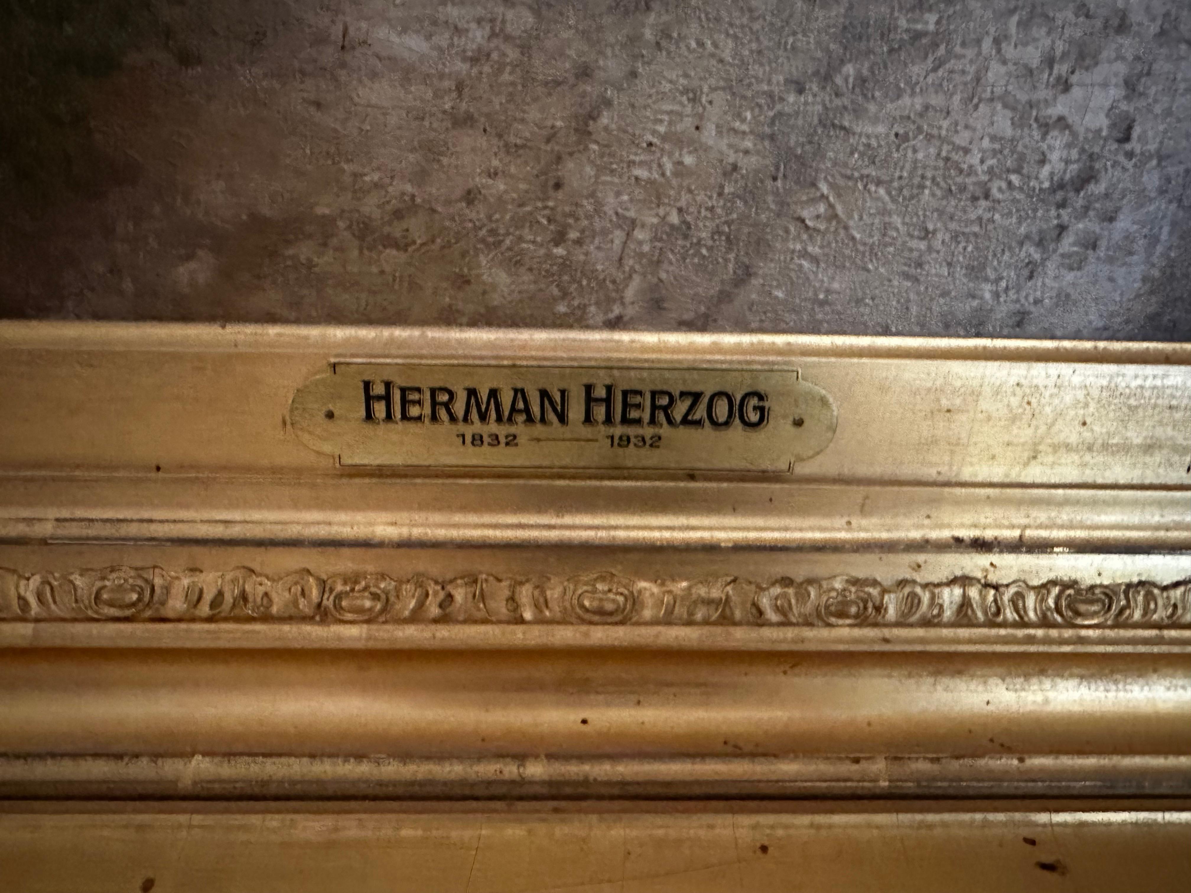 Impresionante gran pintura de paisaje de Hermann Ottomar Herzog Lienzo en venta