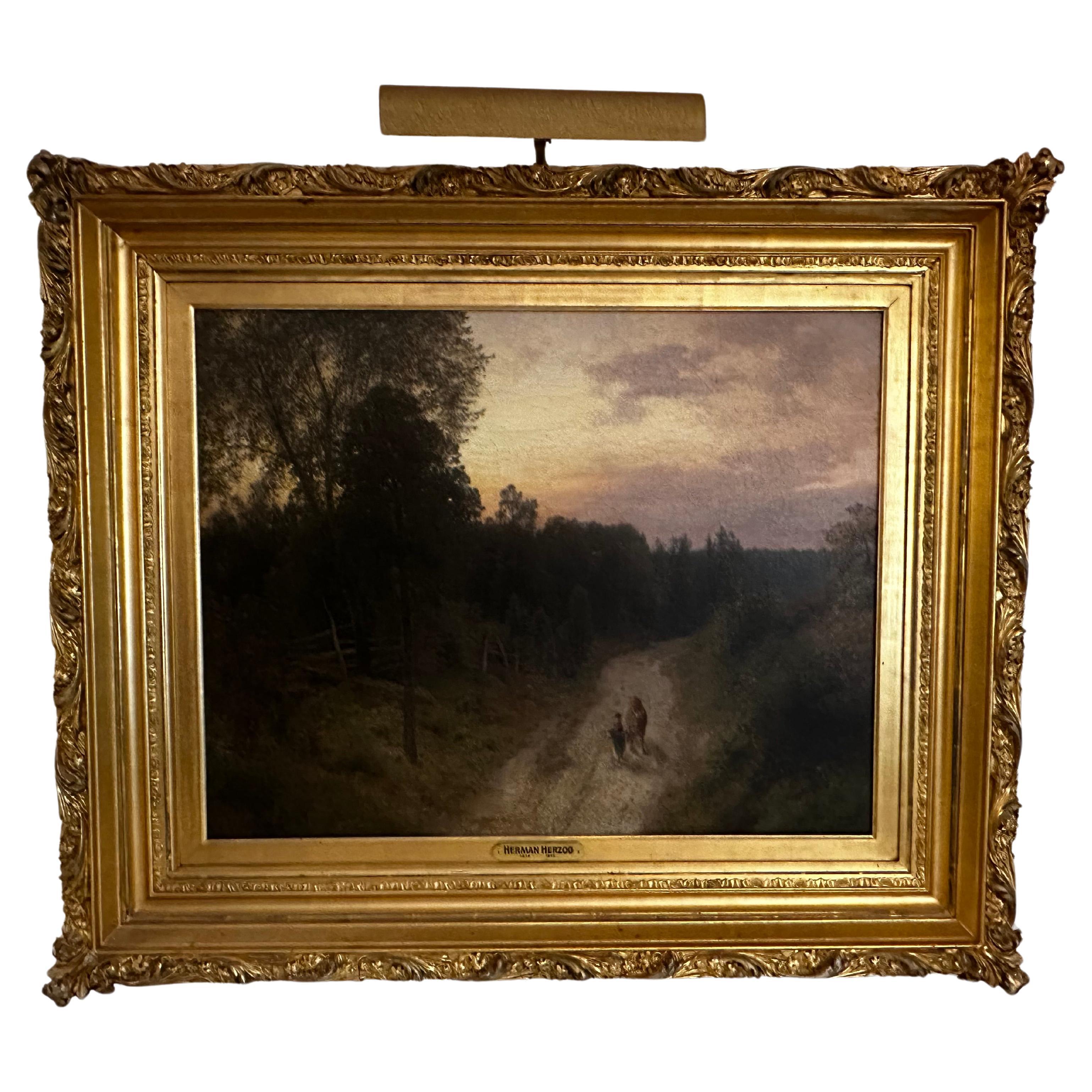 Impresionante gran pintura de paisaje de Hermann Ottomar Herzog