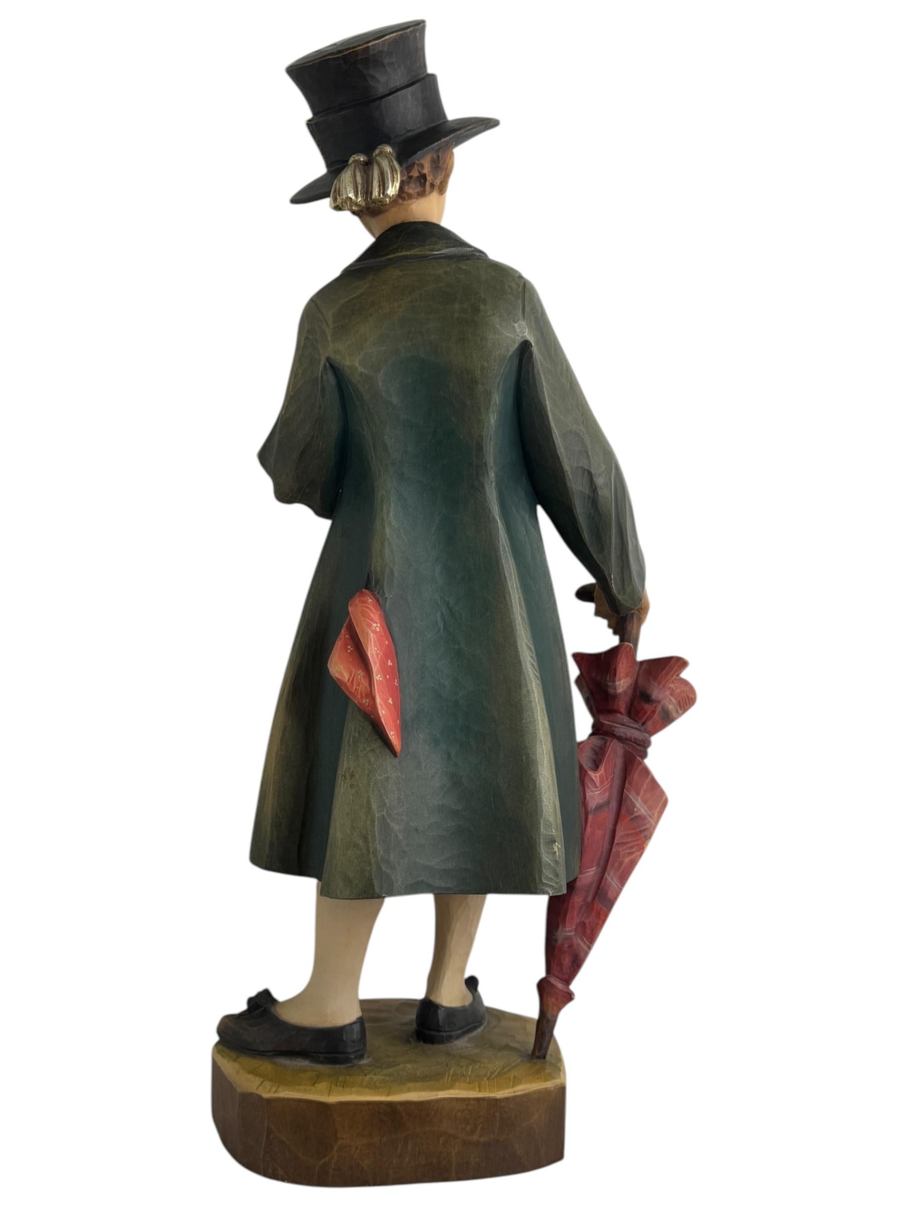 Baroque Stunning Large Man in Tyrollean traditional Costume Vintage Anri Carving For Sale
