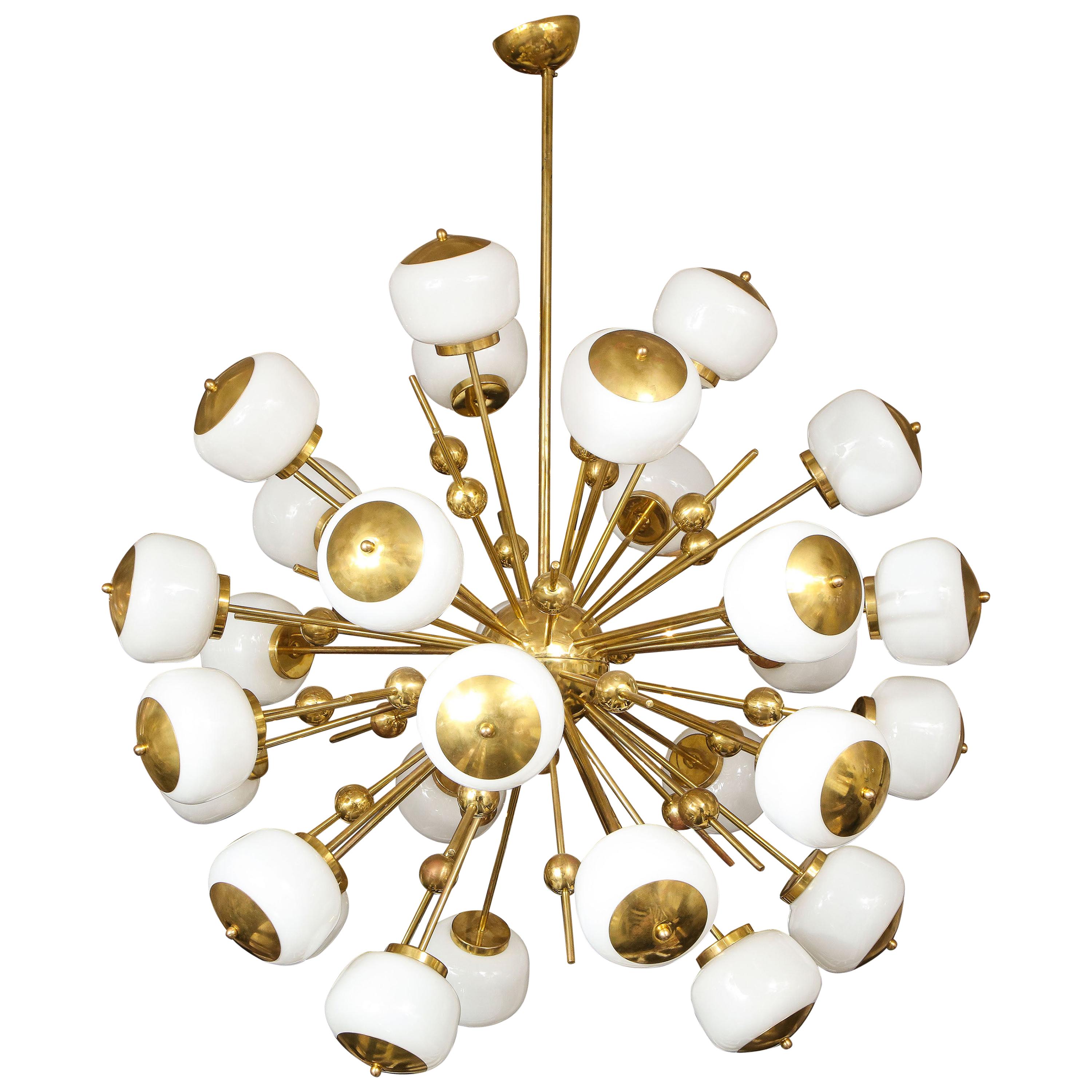 Stunning Large Milk Glass Globe Sputnik Chandelier with Spheres in