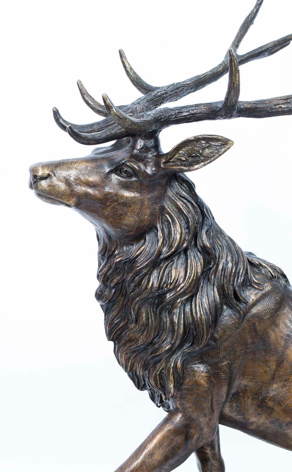 Late 20th Century Stunning Large Monumental Bronze Stag Sculpture