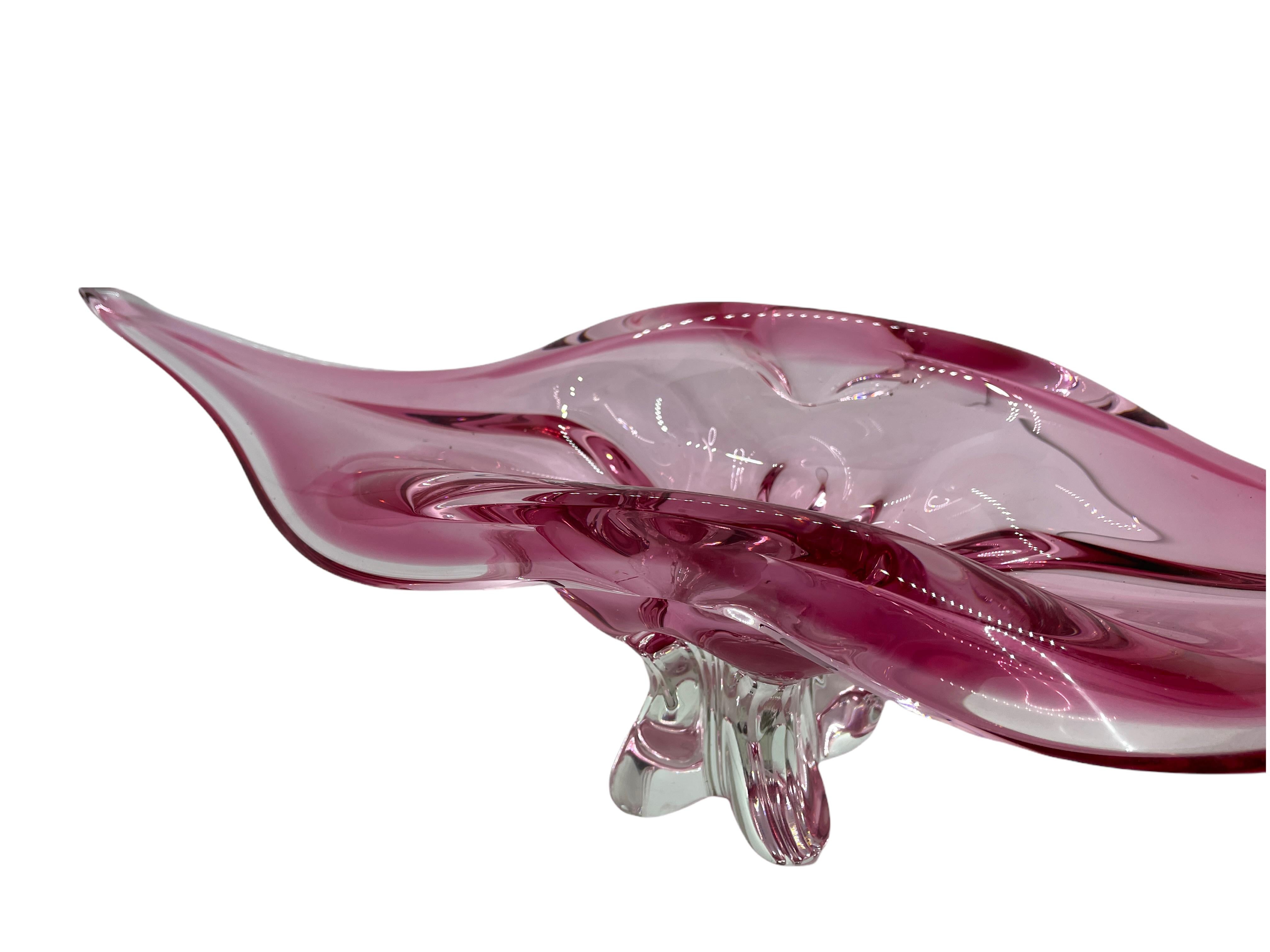 Late 20th Century Stunning Large Murano Art Glass Sommerso Bowl Catchall Vintage, Italy, 1970s