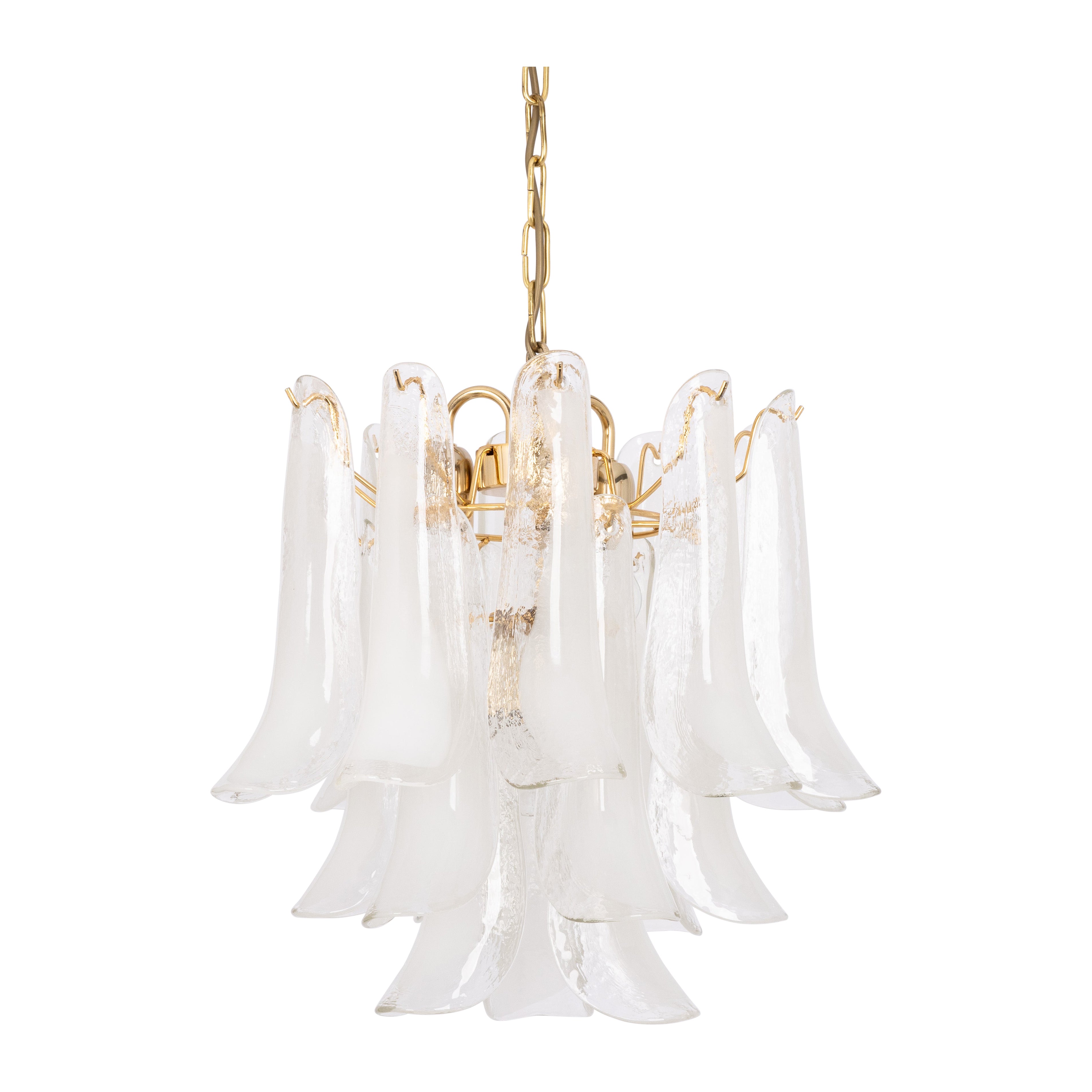 Stunning Large Murano Glass Petals Chandelier Italy, 1980s
