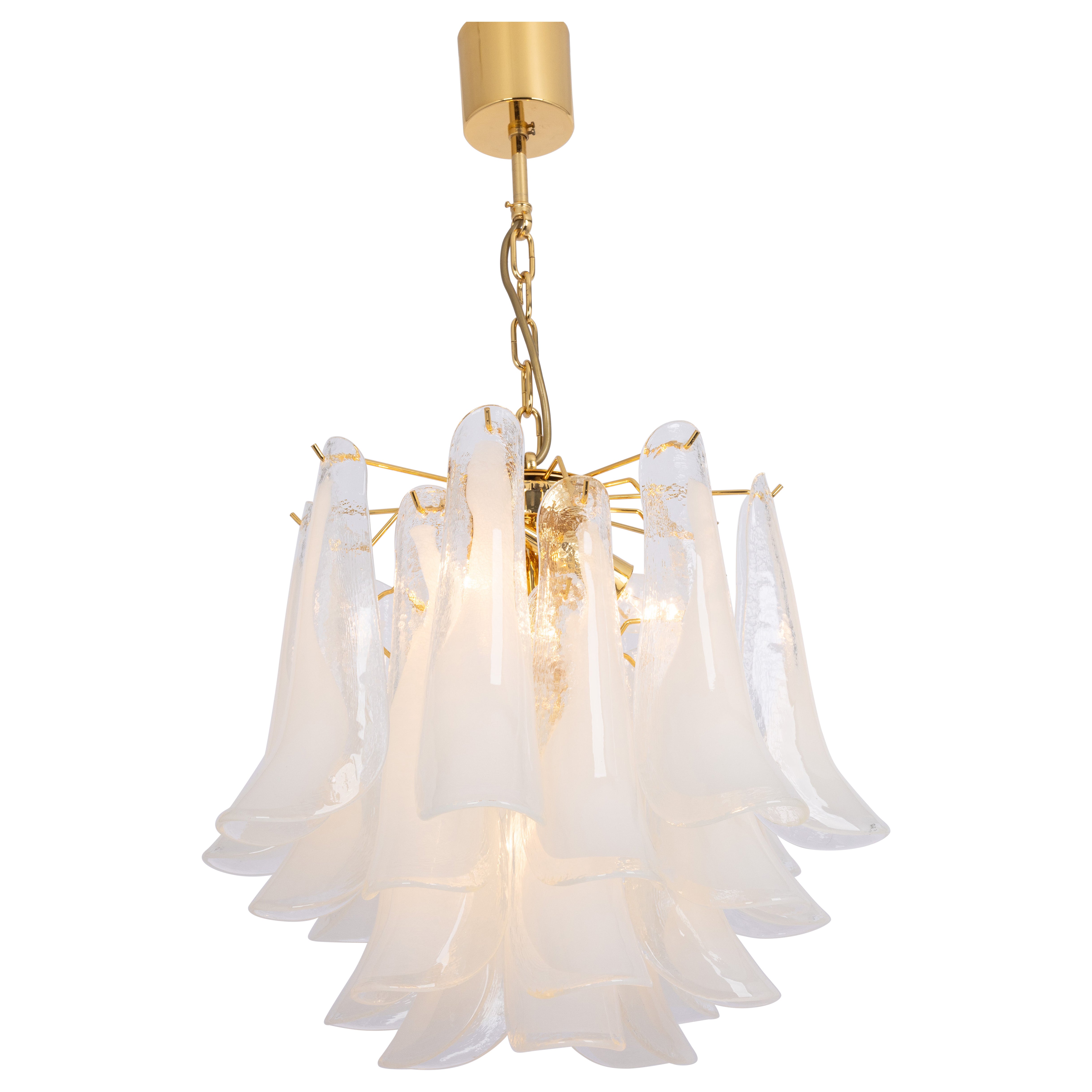 Stunning Large Murano Glass Petals Chandelier Italy, 1980s