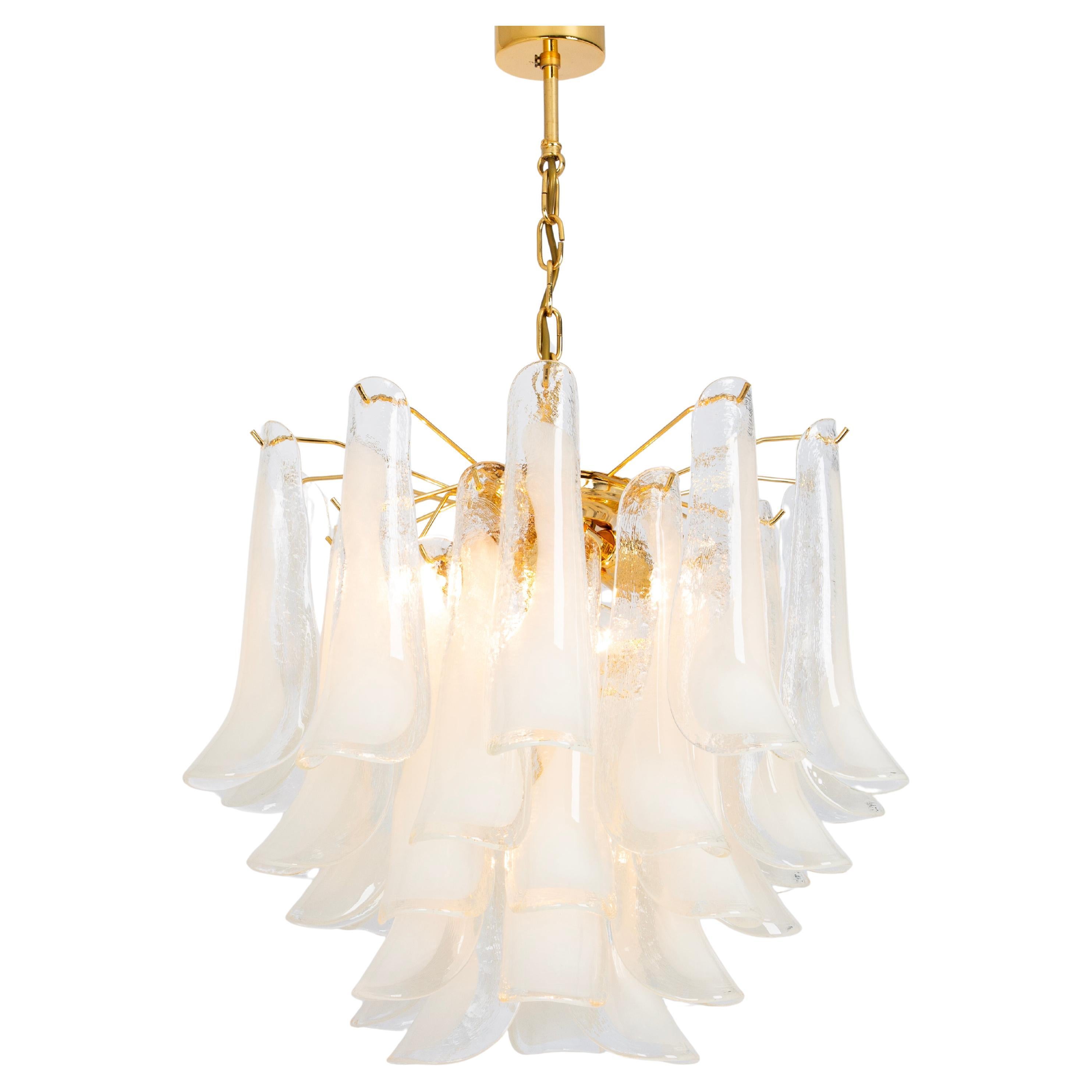 Stunning Large Murano Glass Petals Chandelier Italy, 1980s