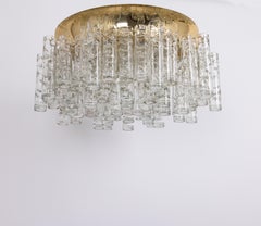 Stunning Large Murano Glass Tubes Flushmount Brass by Doria, Germany, 1960s
