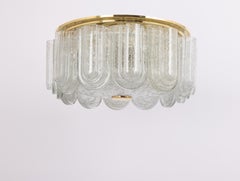 Stupefacente grande tubo di vetro di Murano in ottone di Doria, Germania, anni '60