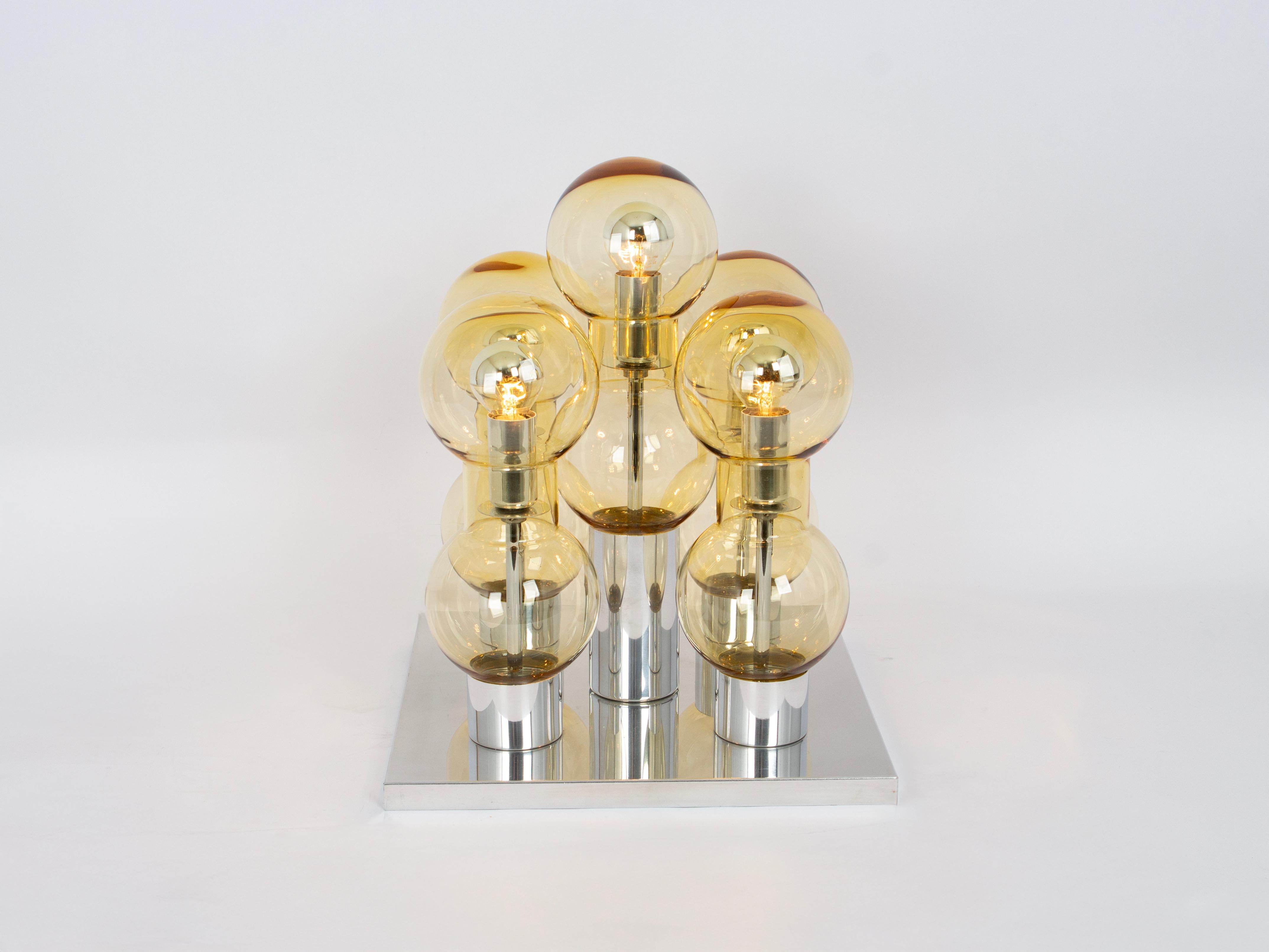Mid-Century Modern Stunning Large Murano Glass Tubes Flushmount Chrome by Doria, Germany, 1960s For Sale