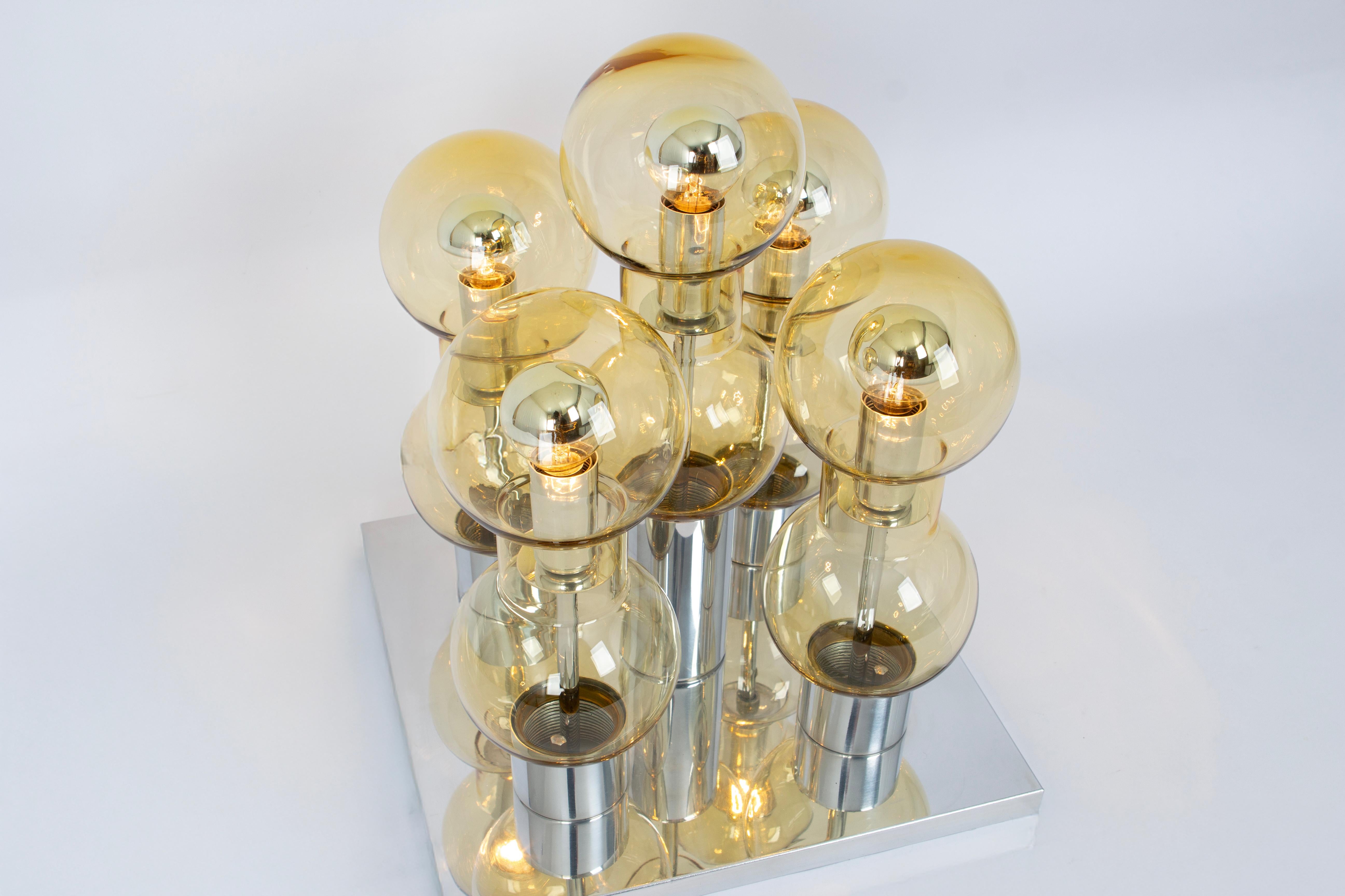 Stunning Large Murano Glass Tubes Flushmount Chrome by Doria, Germany, 1960s For Sale 2