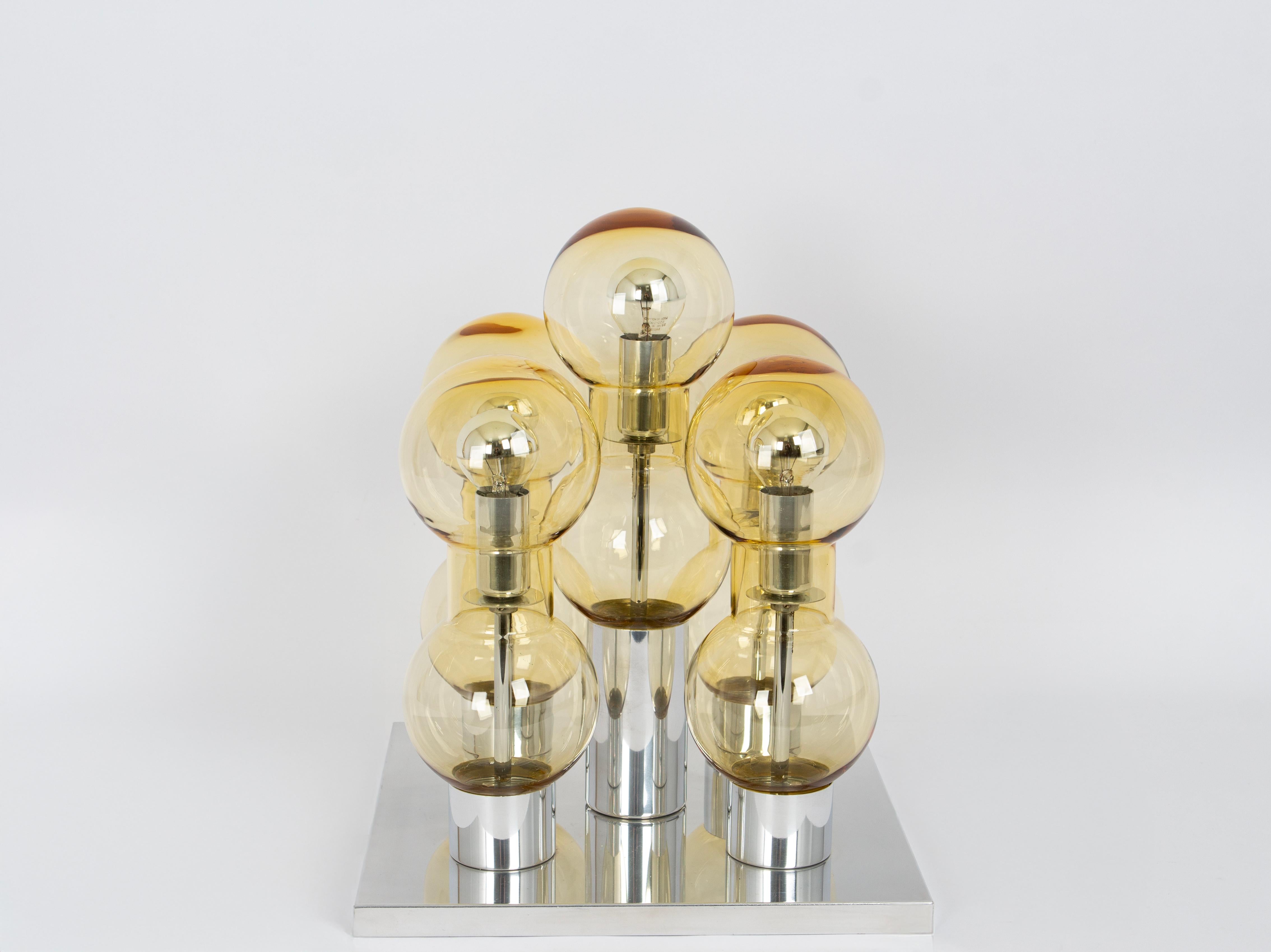Stunning Large Murano Glass Tubes Flushmount Chrome by Doria, Germany, 1960s For Sale 4