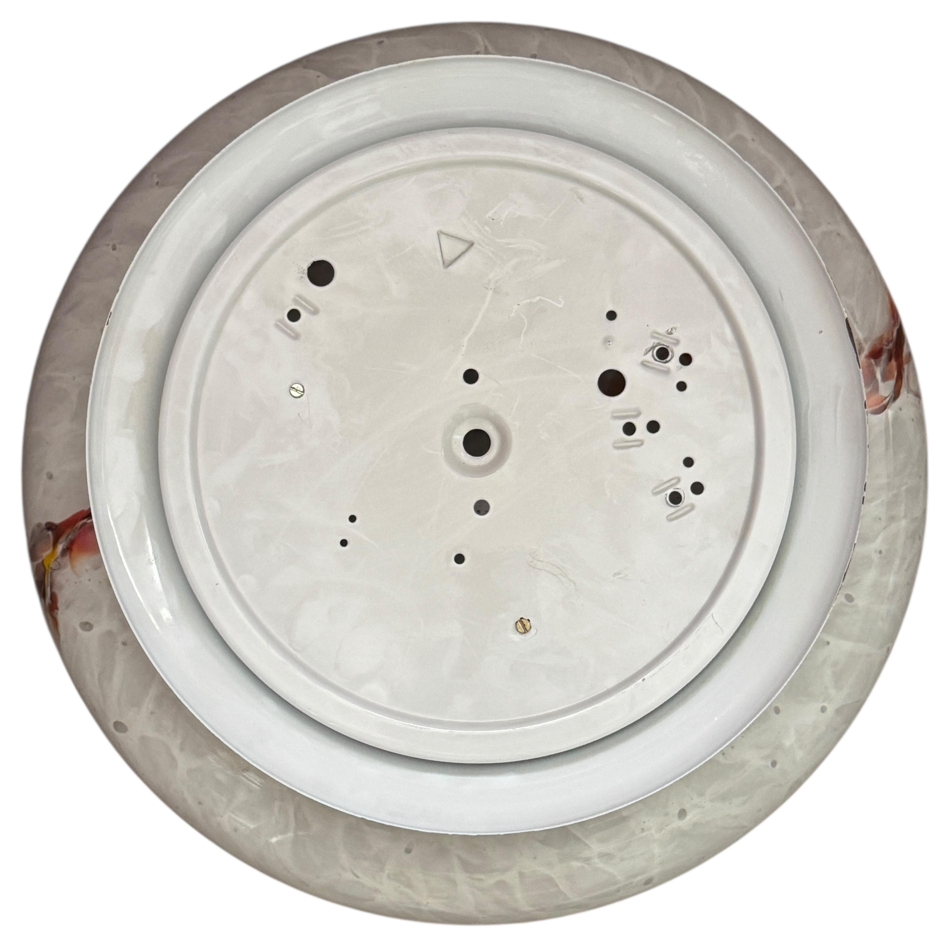 Métal AND Light Large Murano Glass Sommerso Flush Mount Ceiling Light, 1980 en vente
