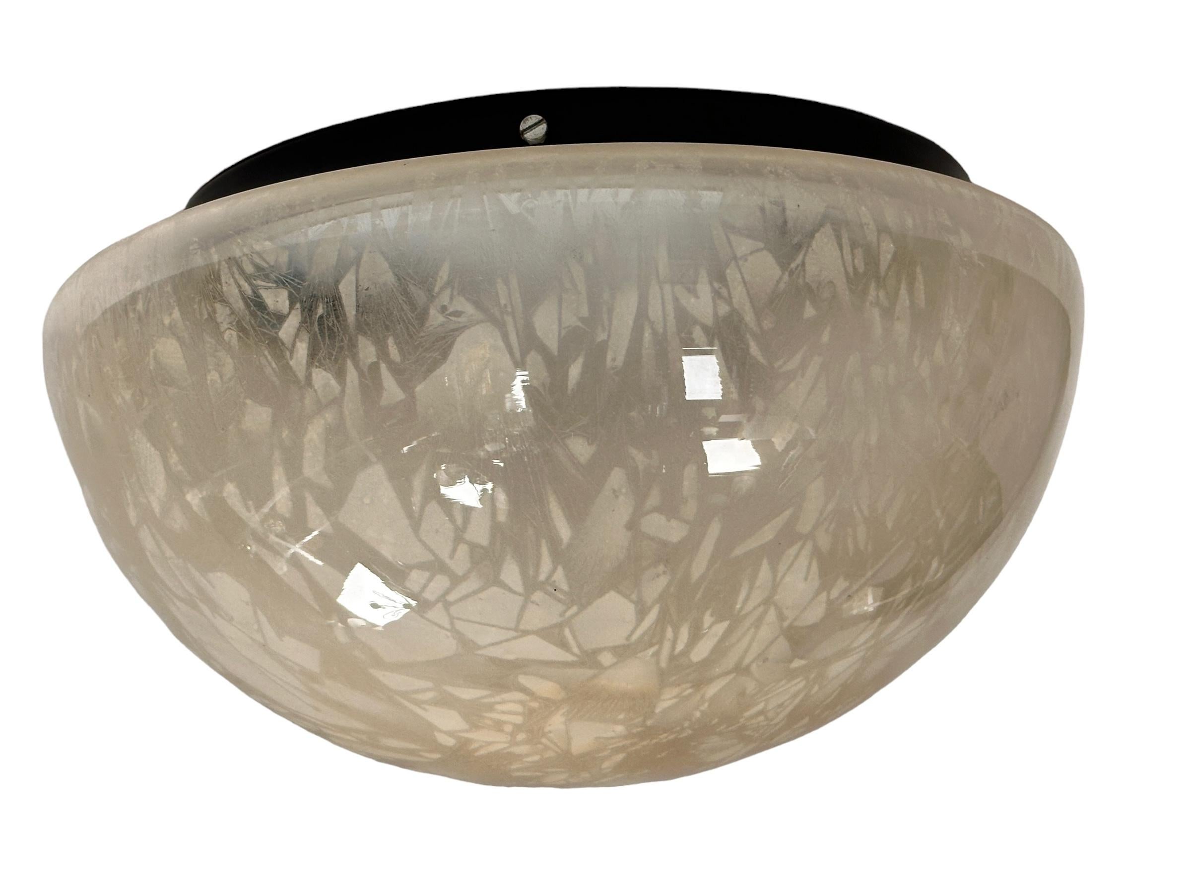 stunning Large Murano Sommerso Glass Flush Mount Ceiling Light, 1980s For Sale 2