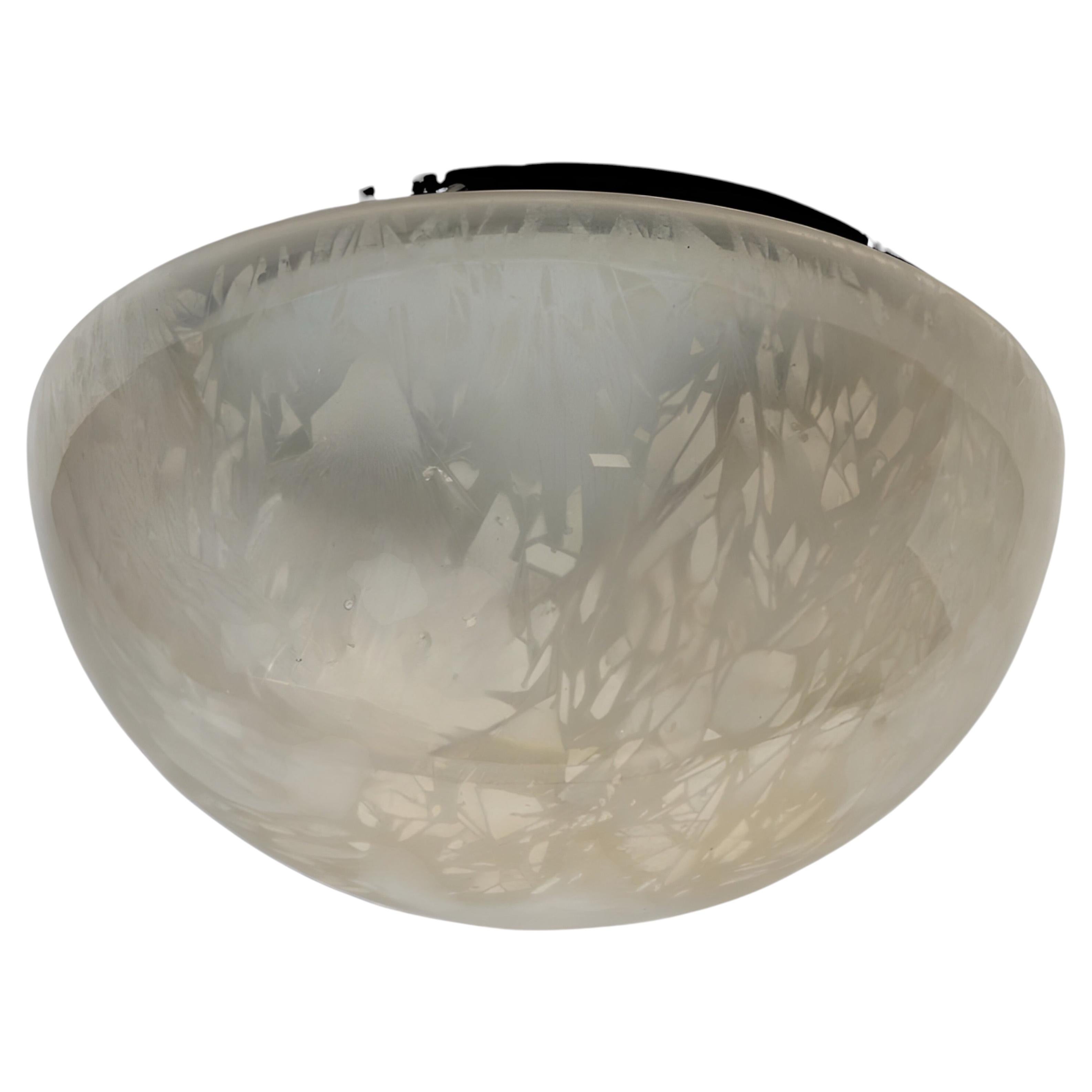 stunning Large Murano Sommerso Glass Flush Mount Ceiling Light, 1980s For Sale