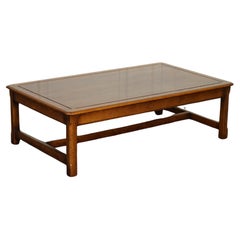 STUNNING LARGE OAK VINTAGE COFFEE TABLE MIT NICE GRAiN OAK TOP AND H FRAME
