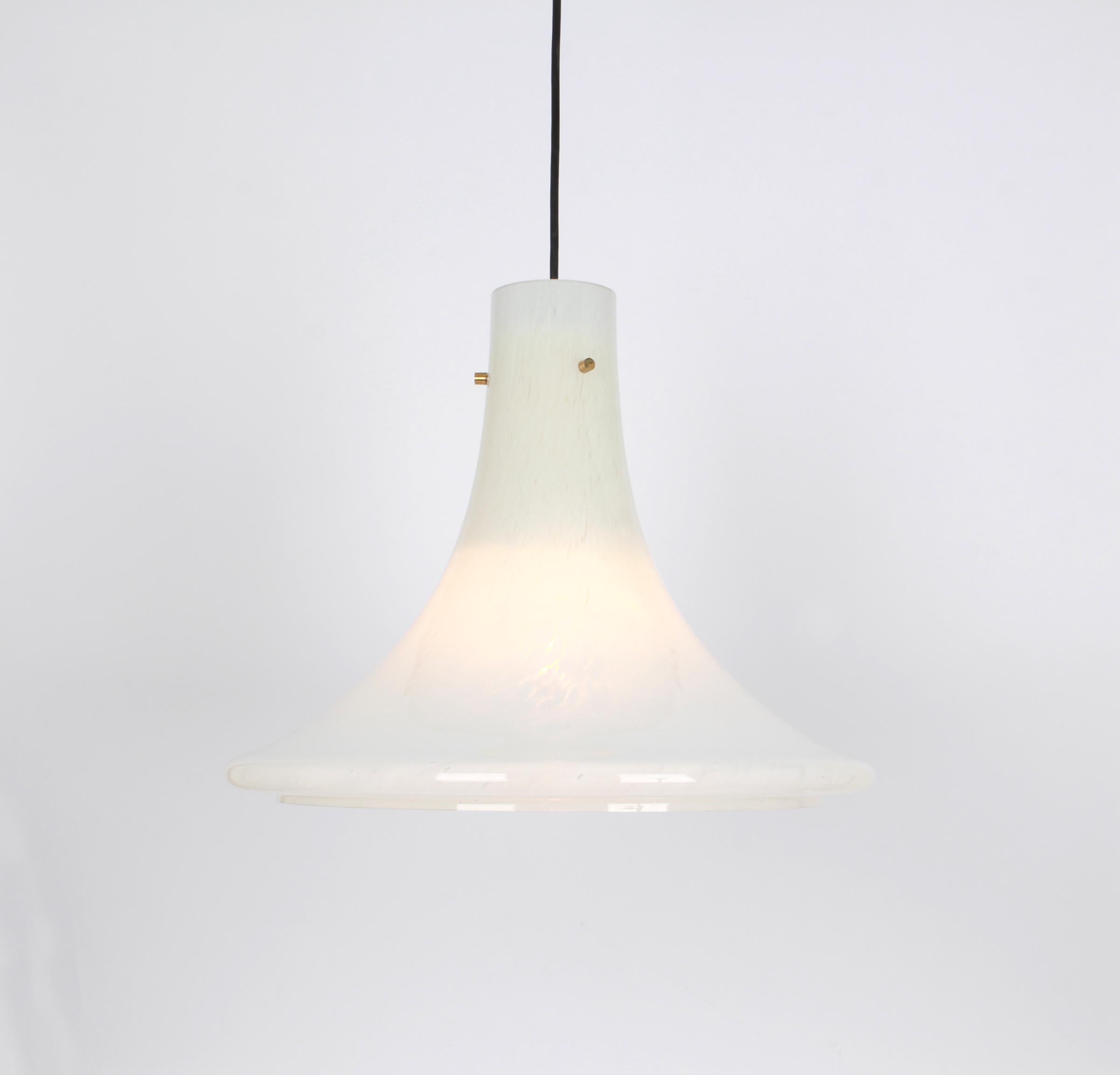 Stunning opaline glass pendant in a pyramidic form made by Limburg, Germany, 1970s
High quality and in very good condition. Cleaned, well-wired and ready to use. 

The fixture requires one standard bulb.
Light bulbs are not included. It is