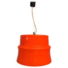 Stunning Large Orange Pendant in the Manner of Vistosi, 1960s
