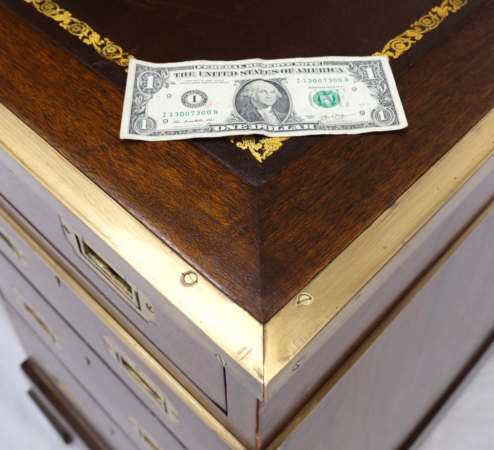 20th Century Stunning Large Oversize Leather Top Two Pedestal Campaign Partners Desk Table