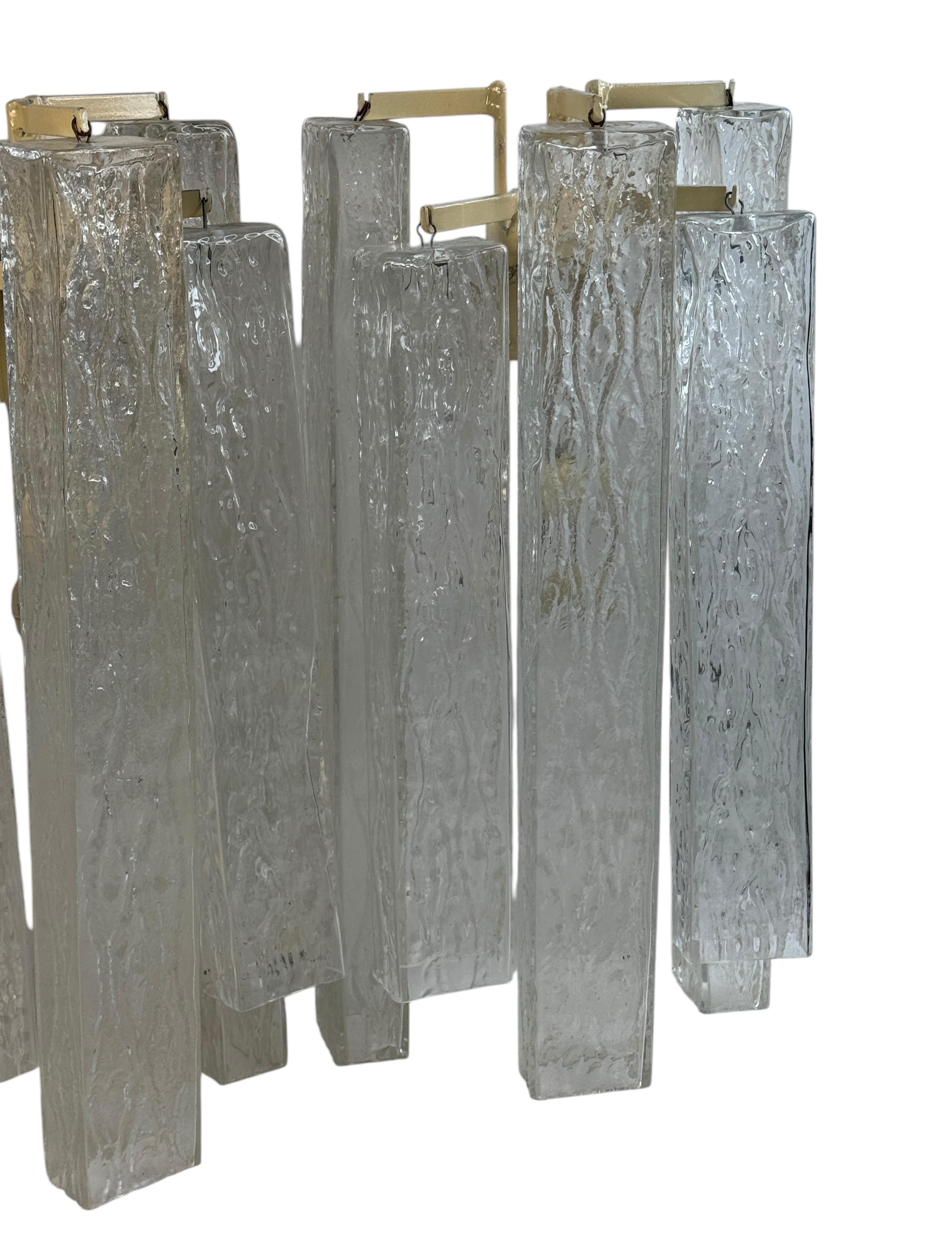 Stunning Large Pair of Murano Glass Sconces with Swirl Pattern Cubes, 1960s For Sale 4
