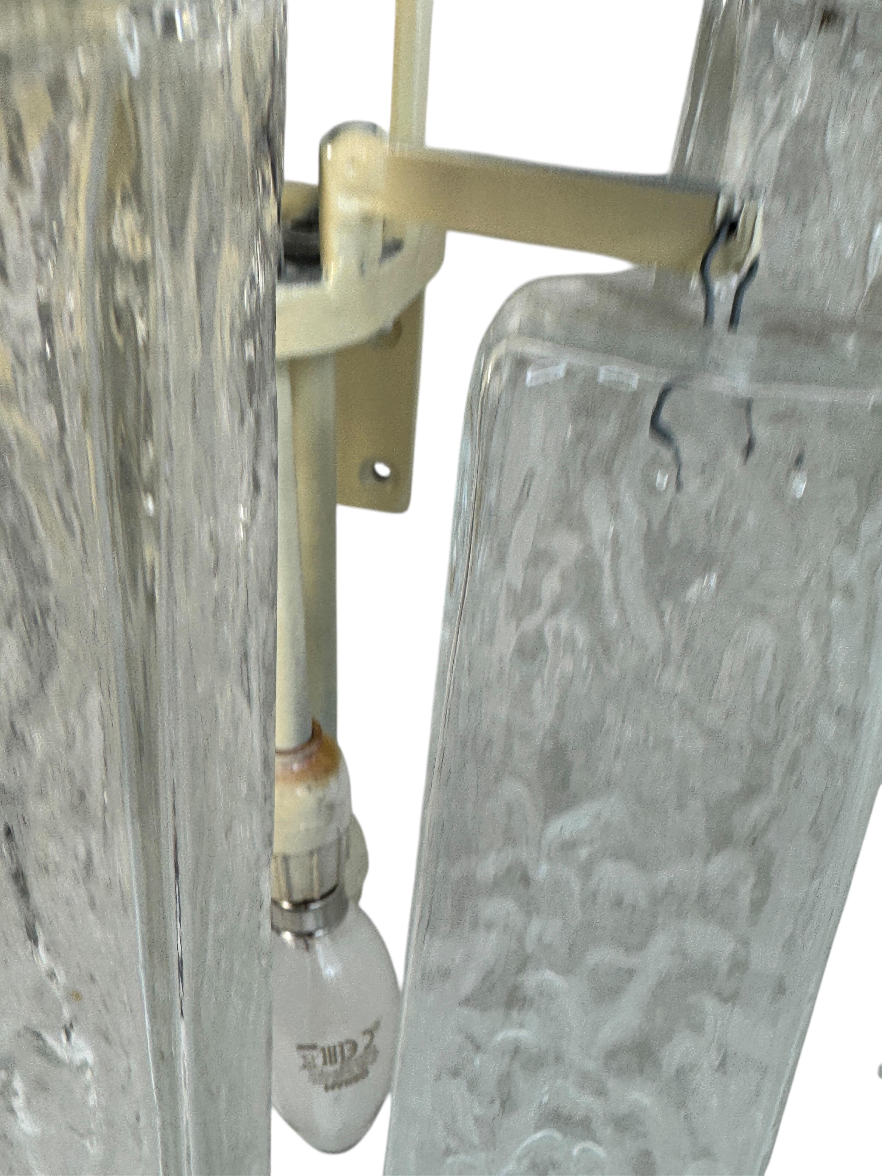 Stunning Large Pair of Murano Glass Sconces with Swirl Pattern Cubes, 1960s For Sale 6