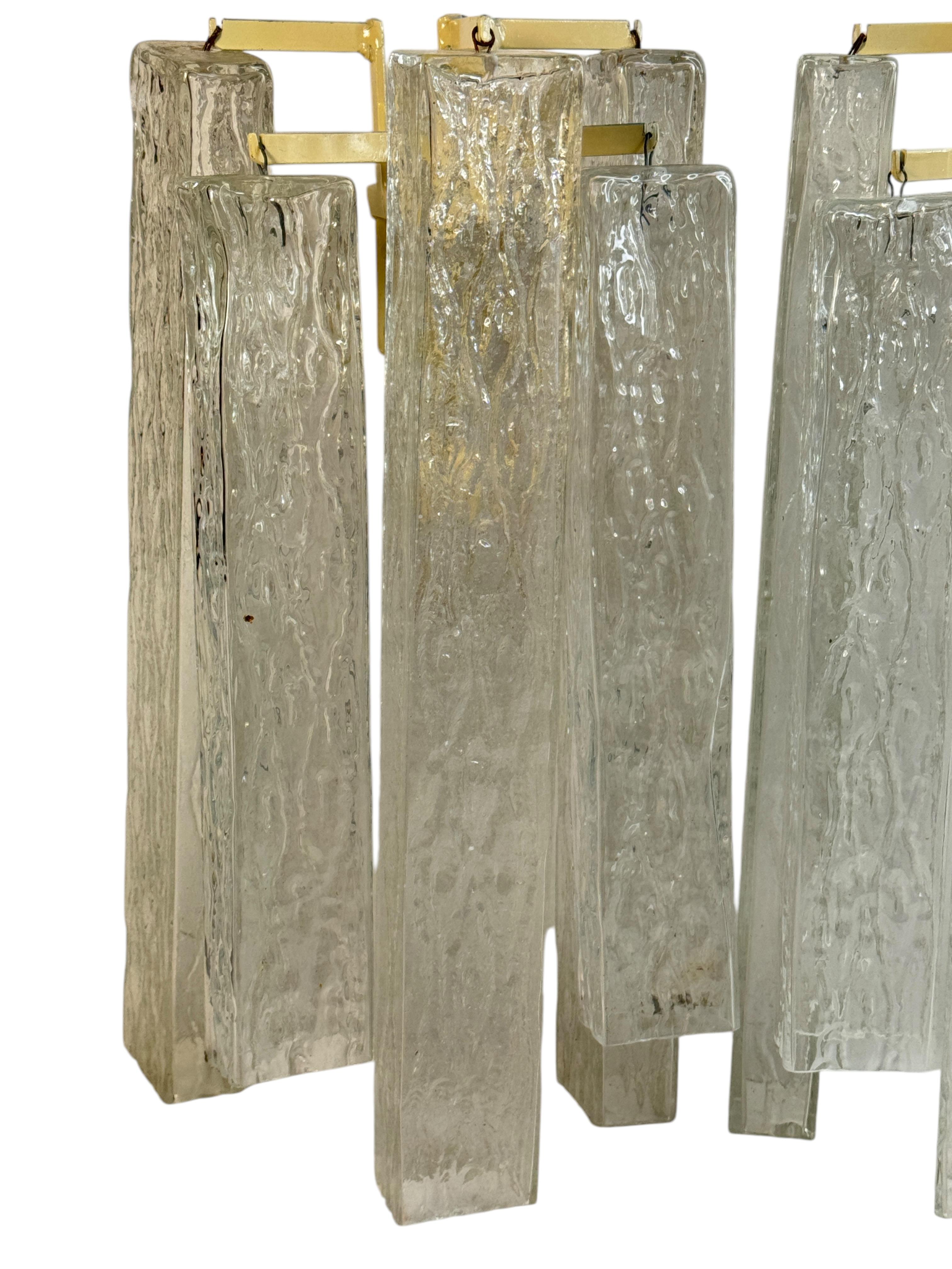 Italian Stunning Large Pair of Murano Glass Sconces with Swirl Pattern Cubes, 1960s For Sale