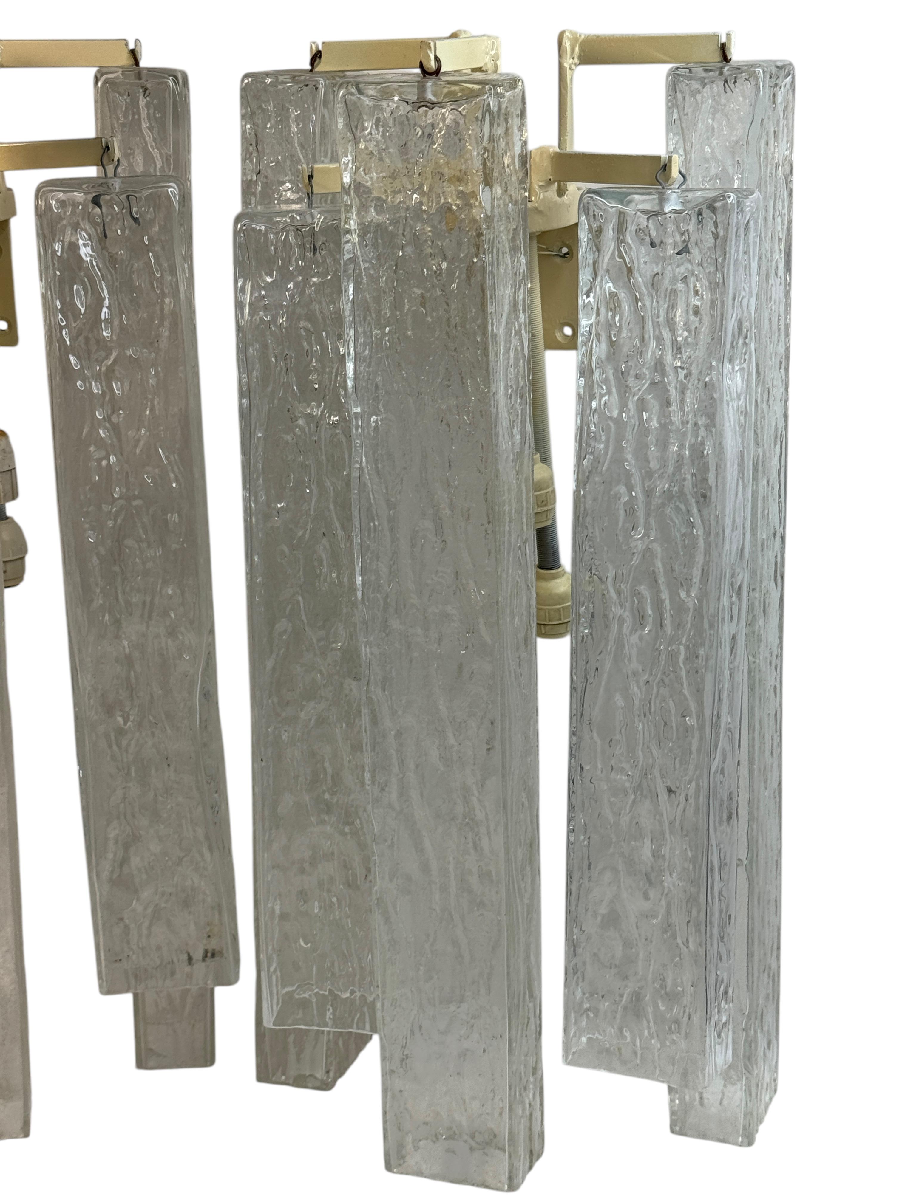 Stunning Large Pair of Murano Glass Sconces with Swirl Pattern Cubes, 1960s For Sale 1