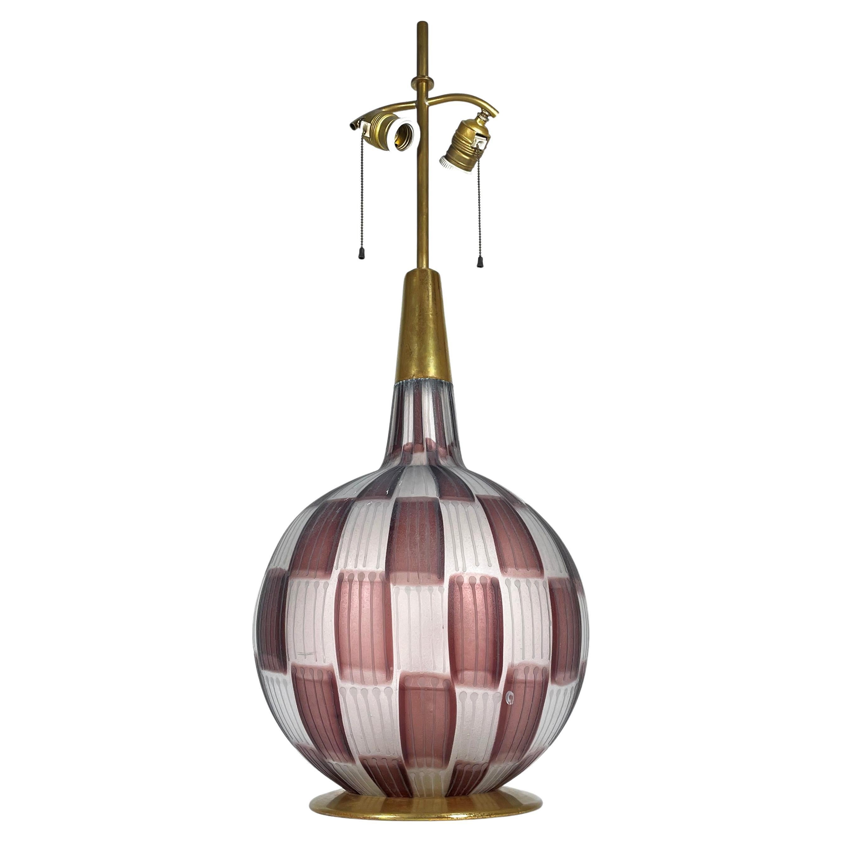 Stunning Large Pezzato Murano Glass Table Lamp by Barovier for Stilnovo, Italy For Sale