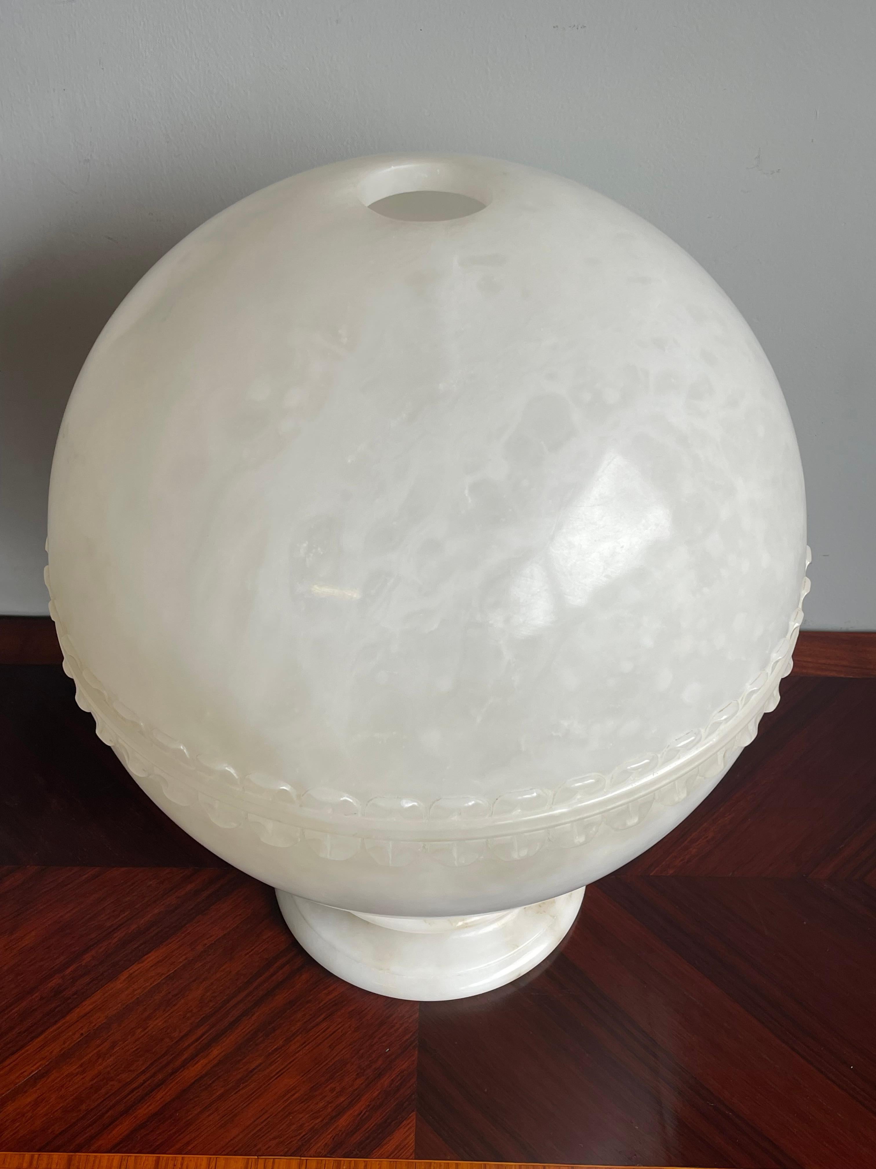 European Stunning, Large & Rare Moon-Like Alabaster Art Deco Style Table / Floor Lamp For Sale