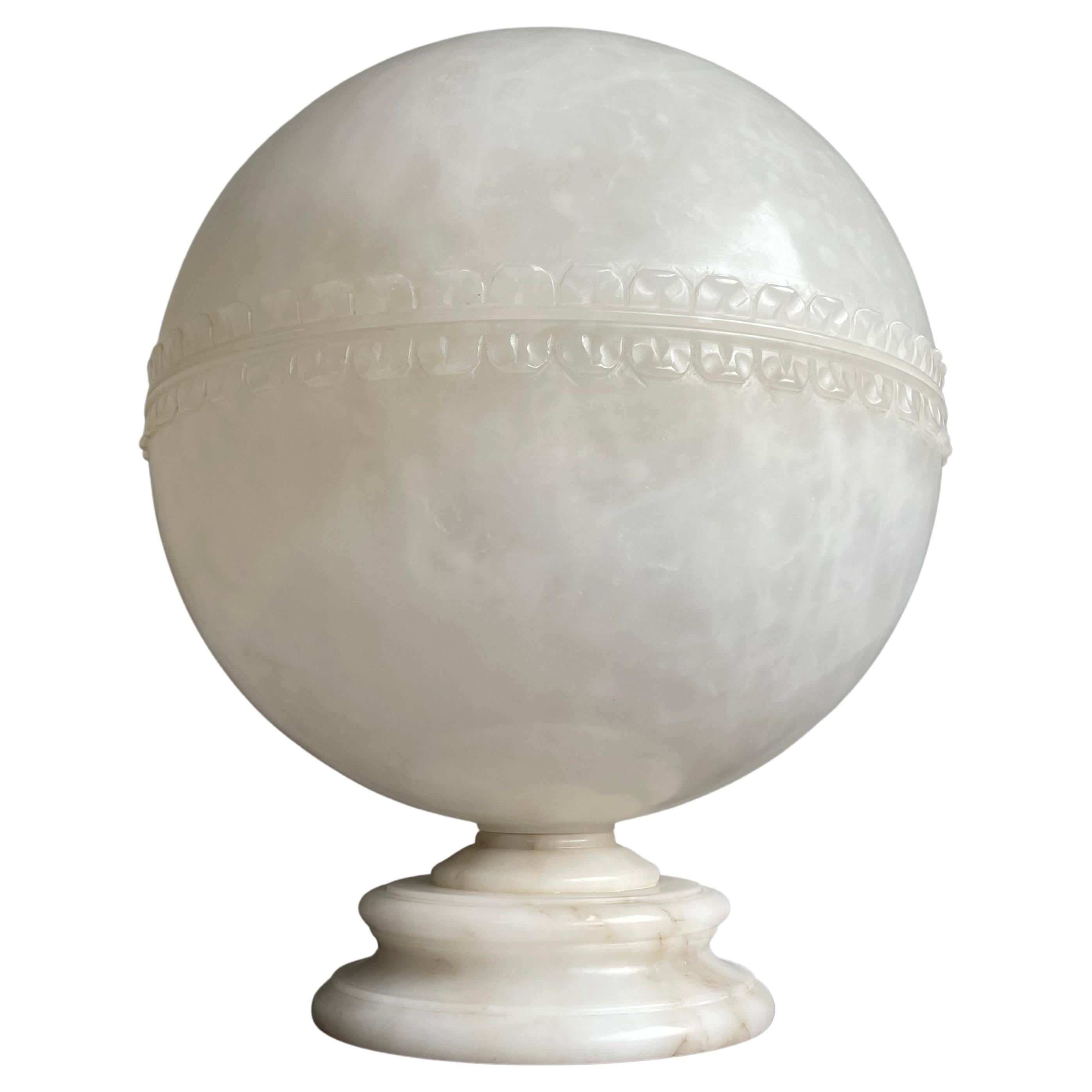 Stunning, Large & Rare Moon-Like Alabaster Art Deco Style Table / Floor Lamp For Sale