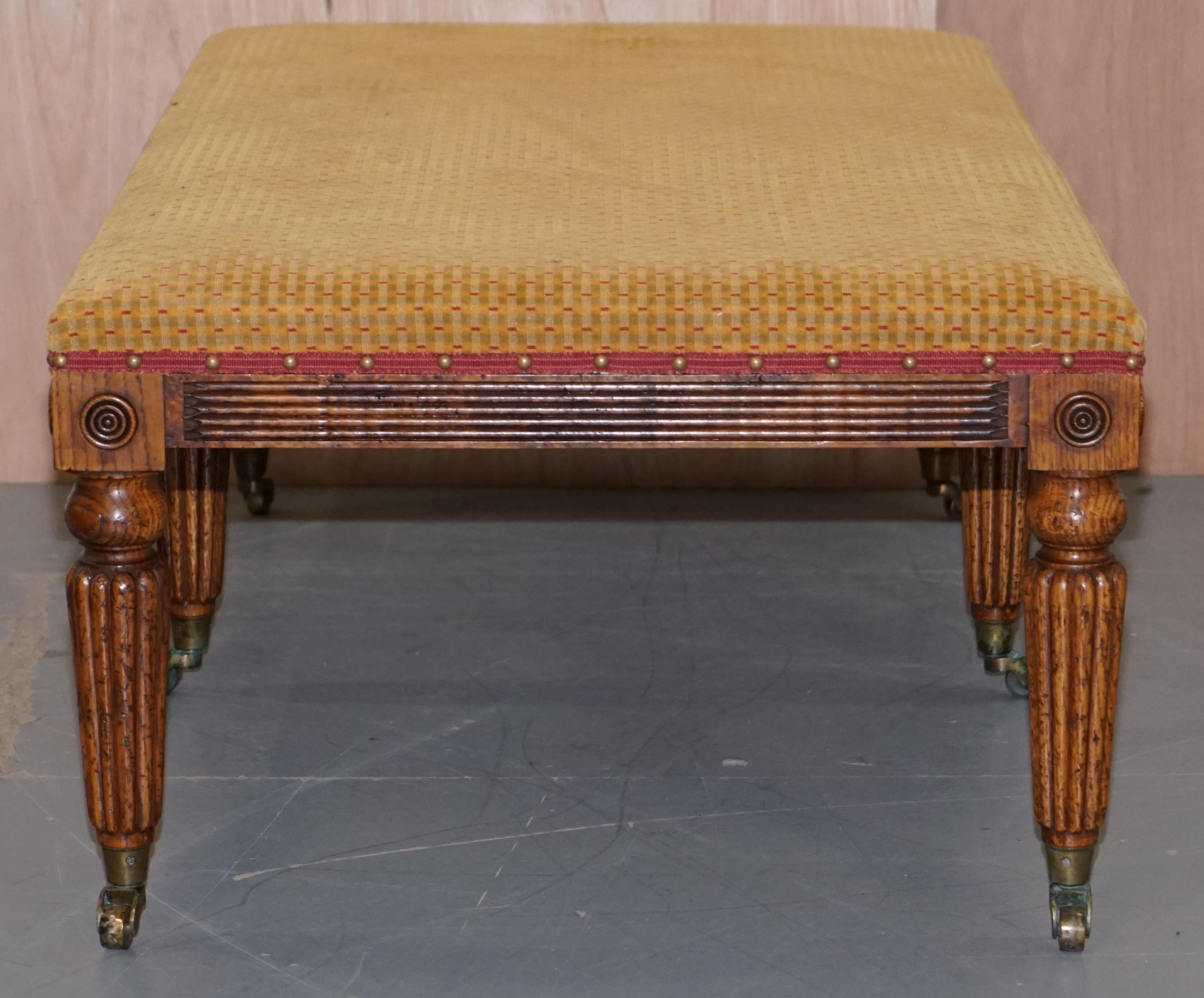 STUNNING LARGE REGENCY STYLE LiBRARY CLUB POLLARD OAK BENCH STOOL 123CM X 71CM 8