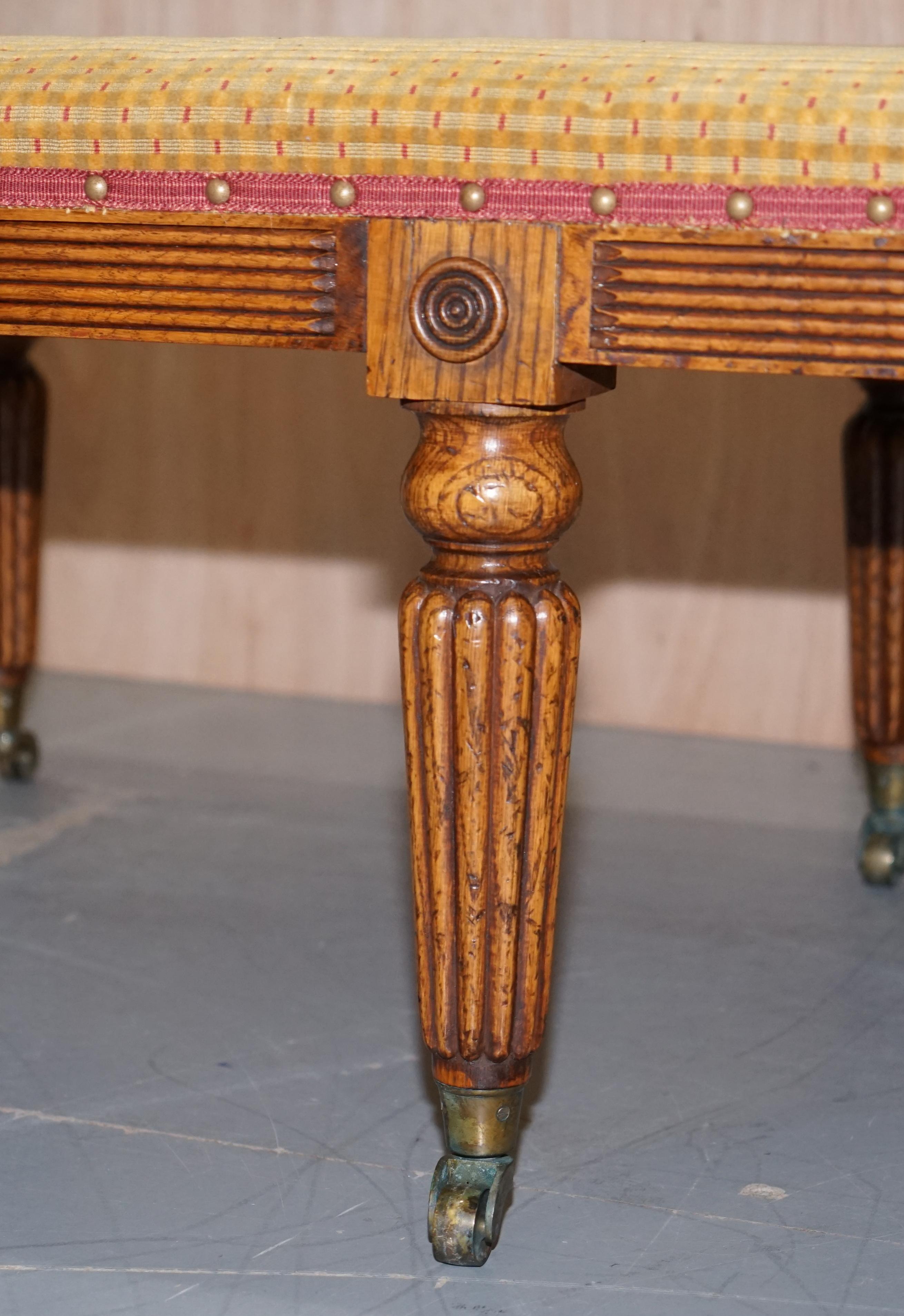 Hand-Crafted STUNNING LARGE REGENCY STYLE LiBRARY CLUB POLLARD OAK BENCH STOOL 123CM X 71CM