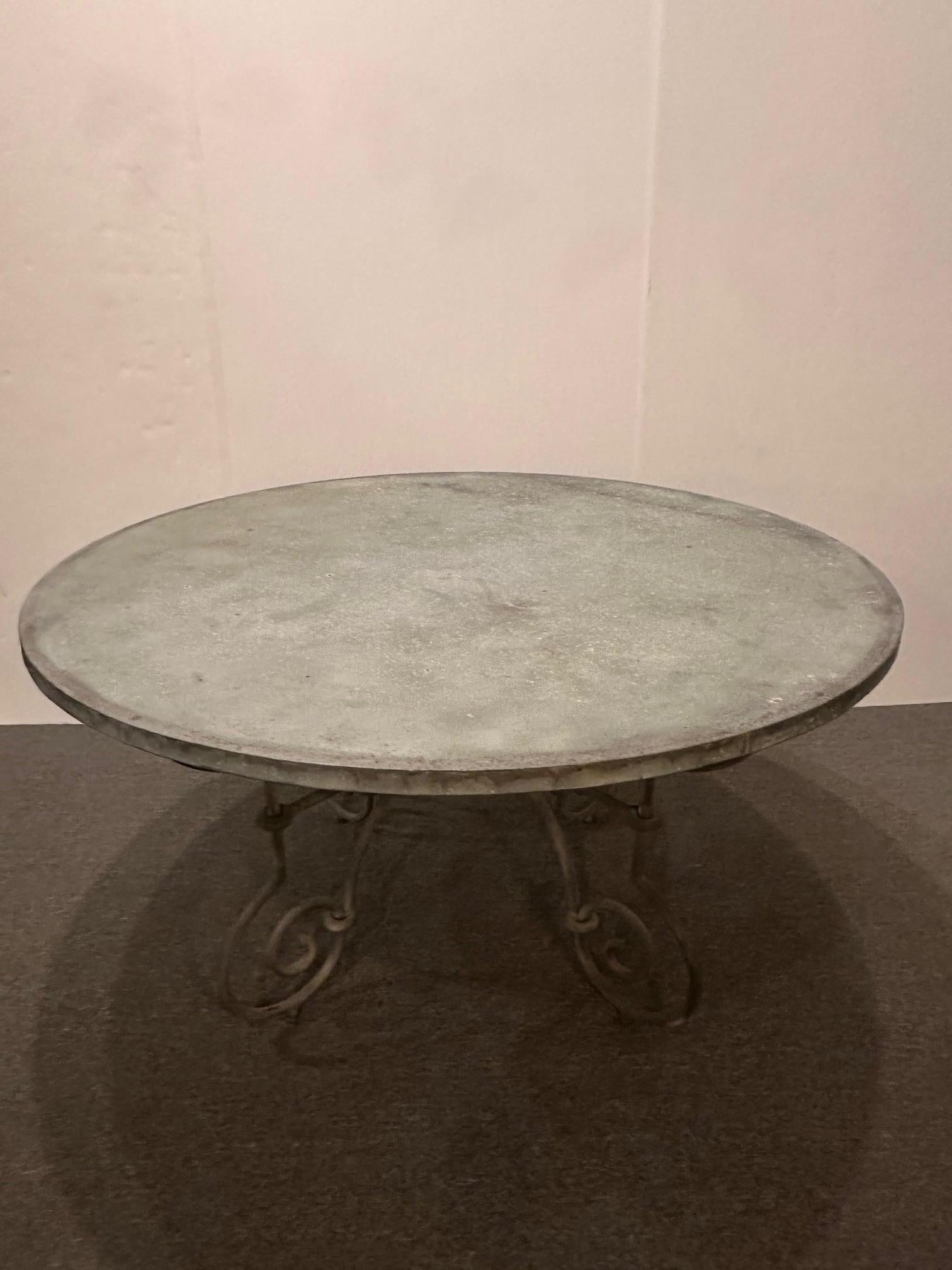 Stunning Large Round Zinc & Iron Dining Table 4
